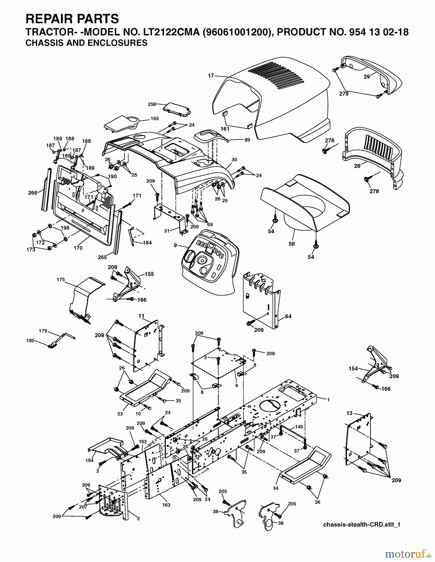 Jonsered Rasen und Garten Traktoren LT2122 CMA (96061001200) - Jonsered Lawn & Garden Tractor (2005-01) CHASSIS ENCLOSURES