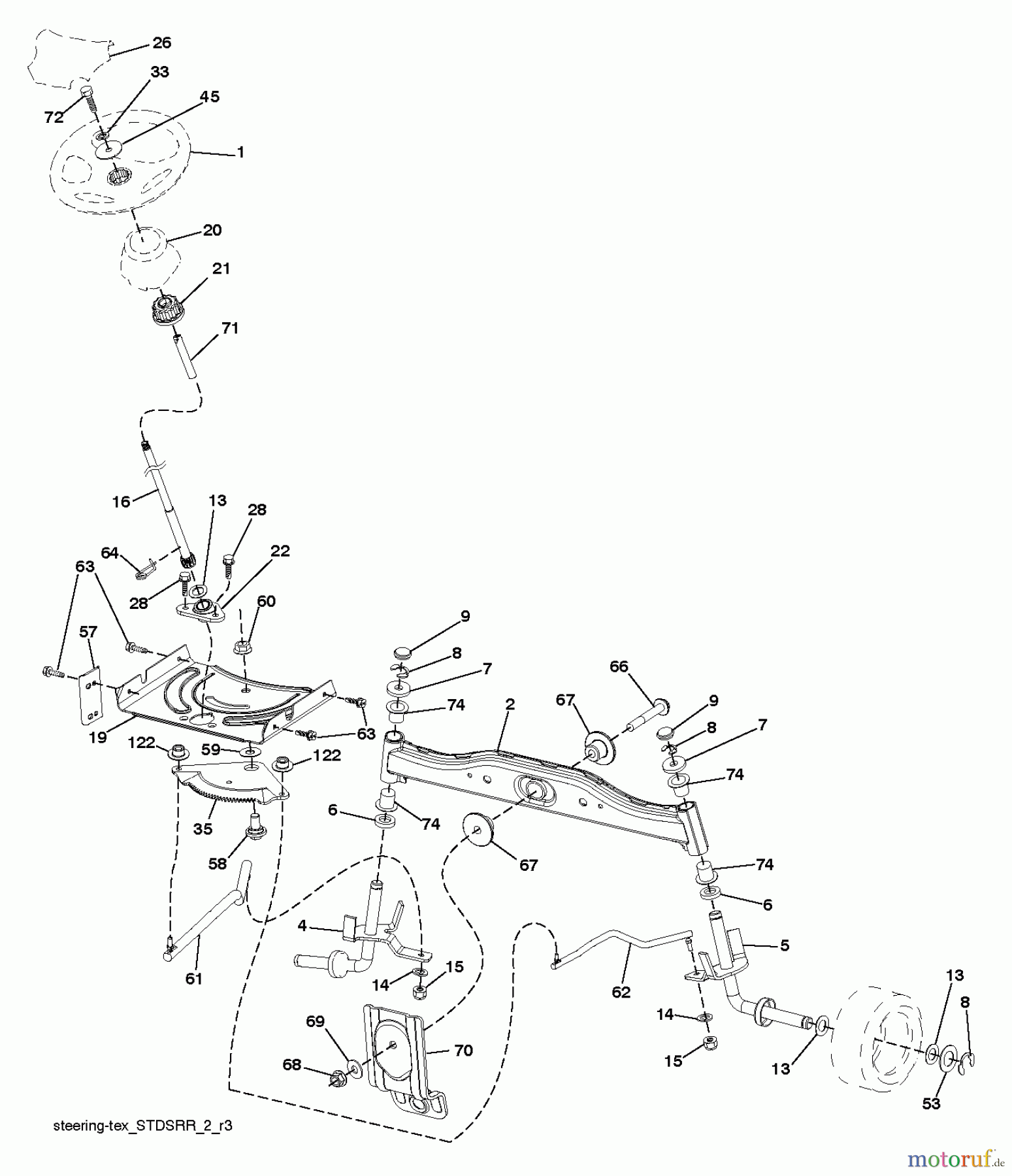  Jonsered Rasen  und Garten Traktoren LT2213 (96041007905) - Jonsered Lawn & Garden Tractor (2012-08) STEERING