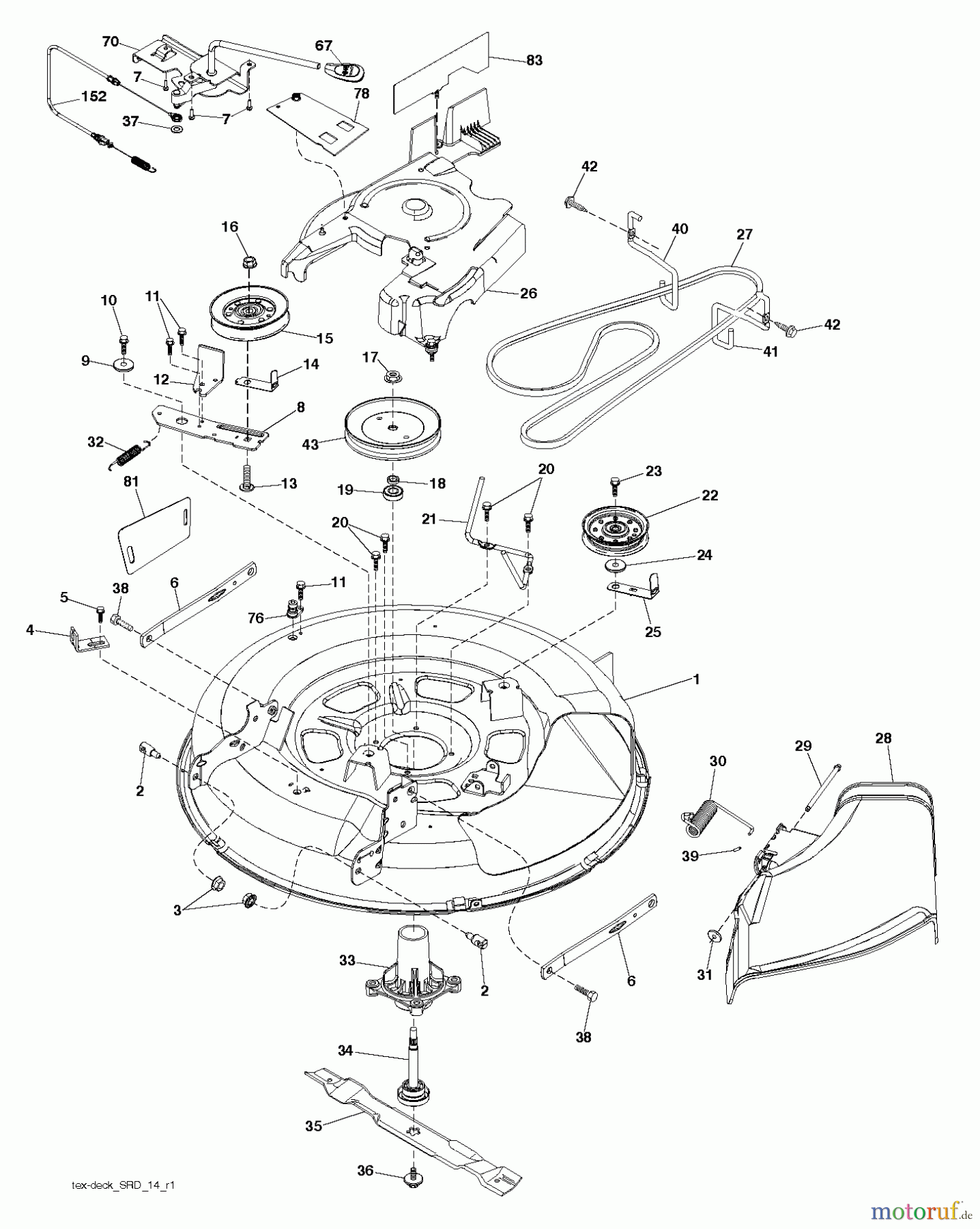 Jonsered Rasen und Garten Traktoren LT2213 (96041008700) - Jonsered Lawn & Garden Tractor (2009-01) MOWER DECK / CUTTING DECK