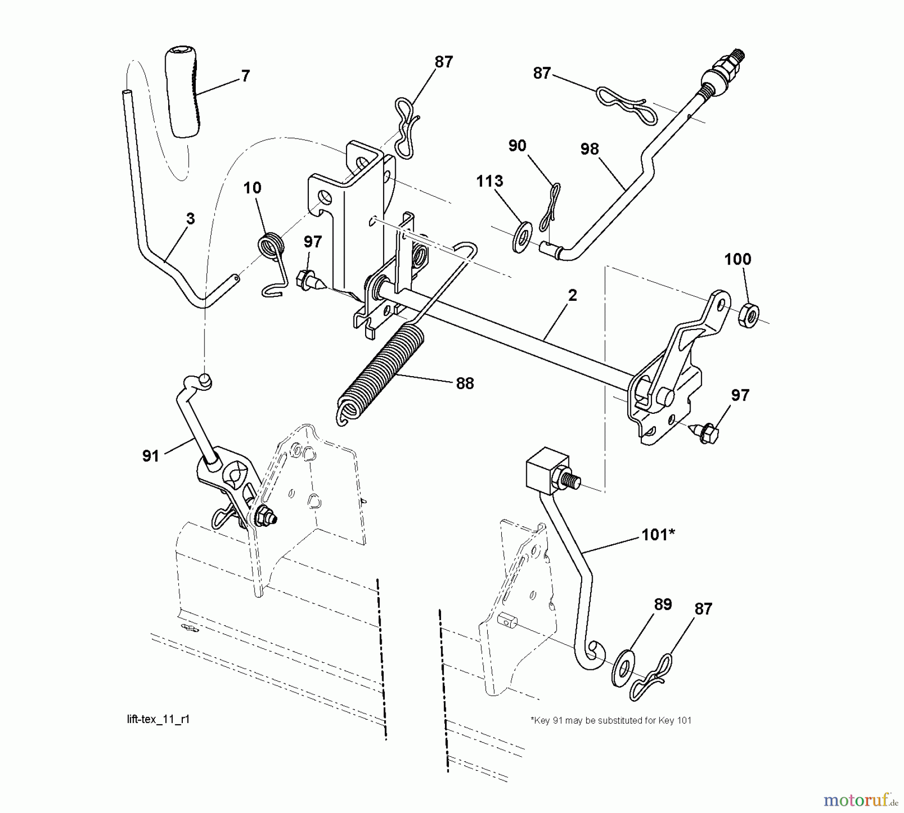 Jonsered Rasen und Garten Traktoren LT2213 A (96041015400) - Jonsered Lawn & Garden Tractor (2010-01) MOWER LIFT / DECK LIFT