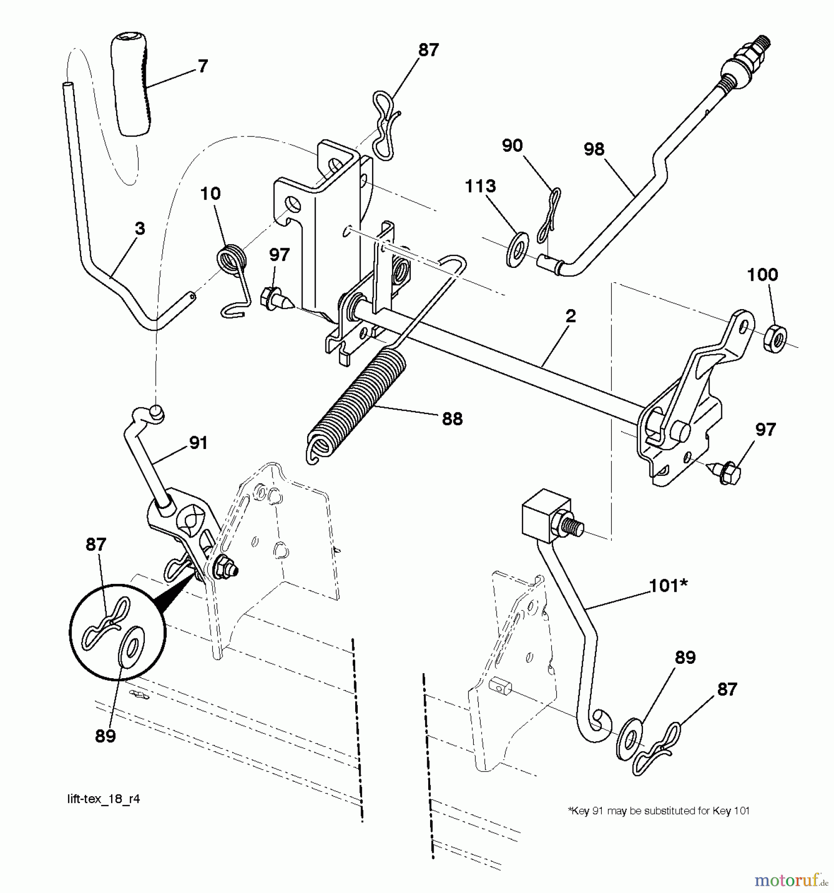 Jonsered Rasen und Garten Traktoren LT2213 C (96041008100) - Jonsered Lawn & Garden Tractor (2009-01) MOWER LIFT / DECK LIFT
