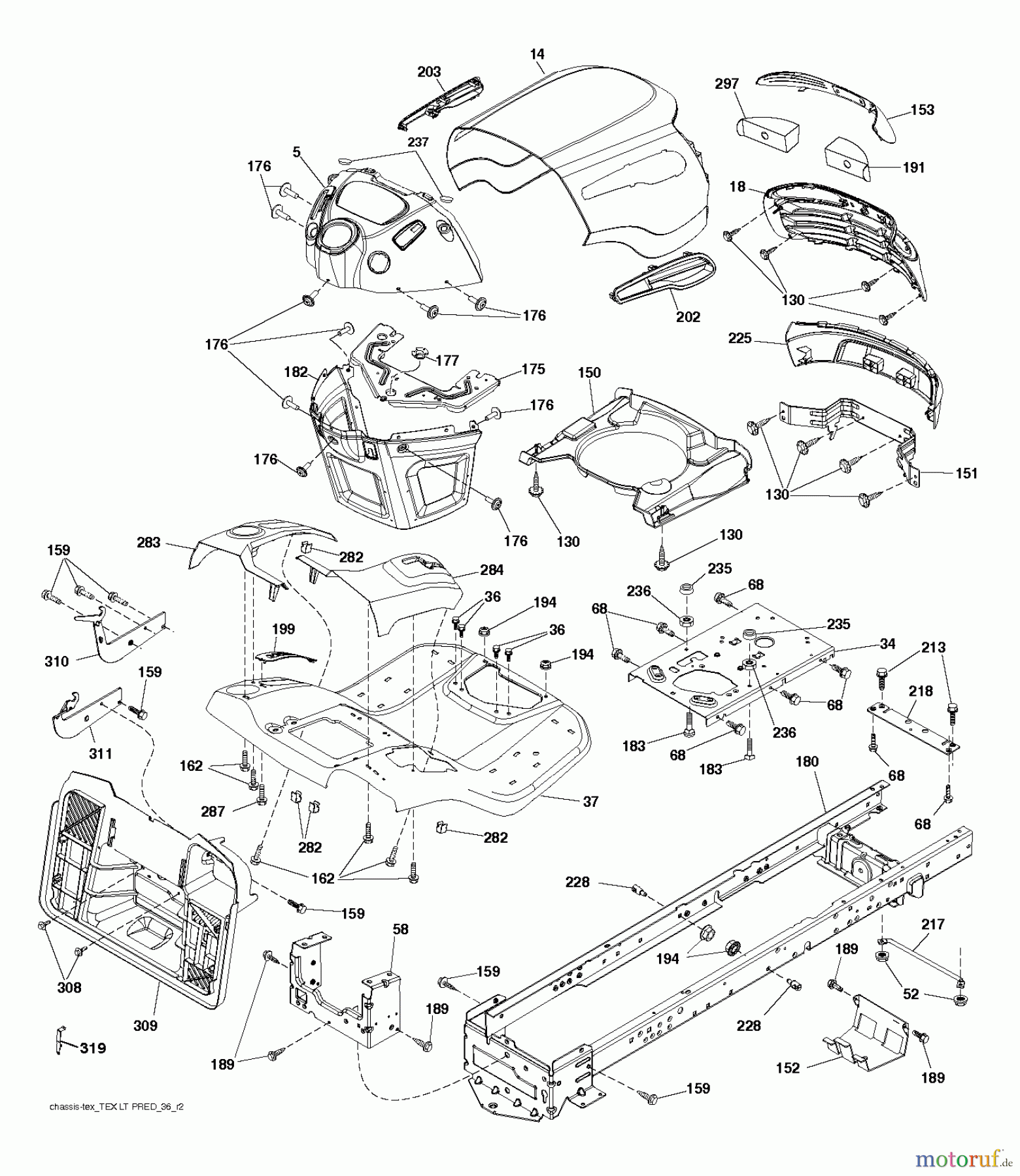  Jonsered Rasen  und Garten Traktoren LT2213 C (96051000901) - Jonsered Lawn & Garden Tractor (2011-08) CHASSIS ENCLOSURES