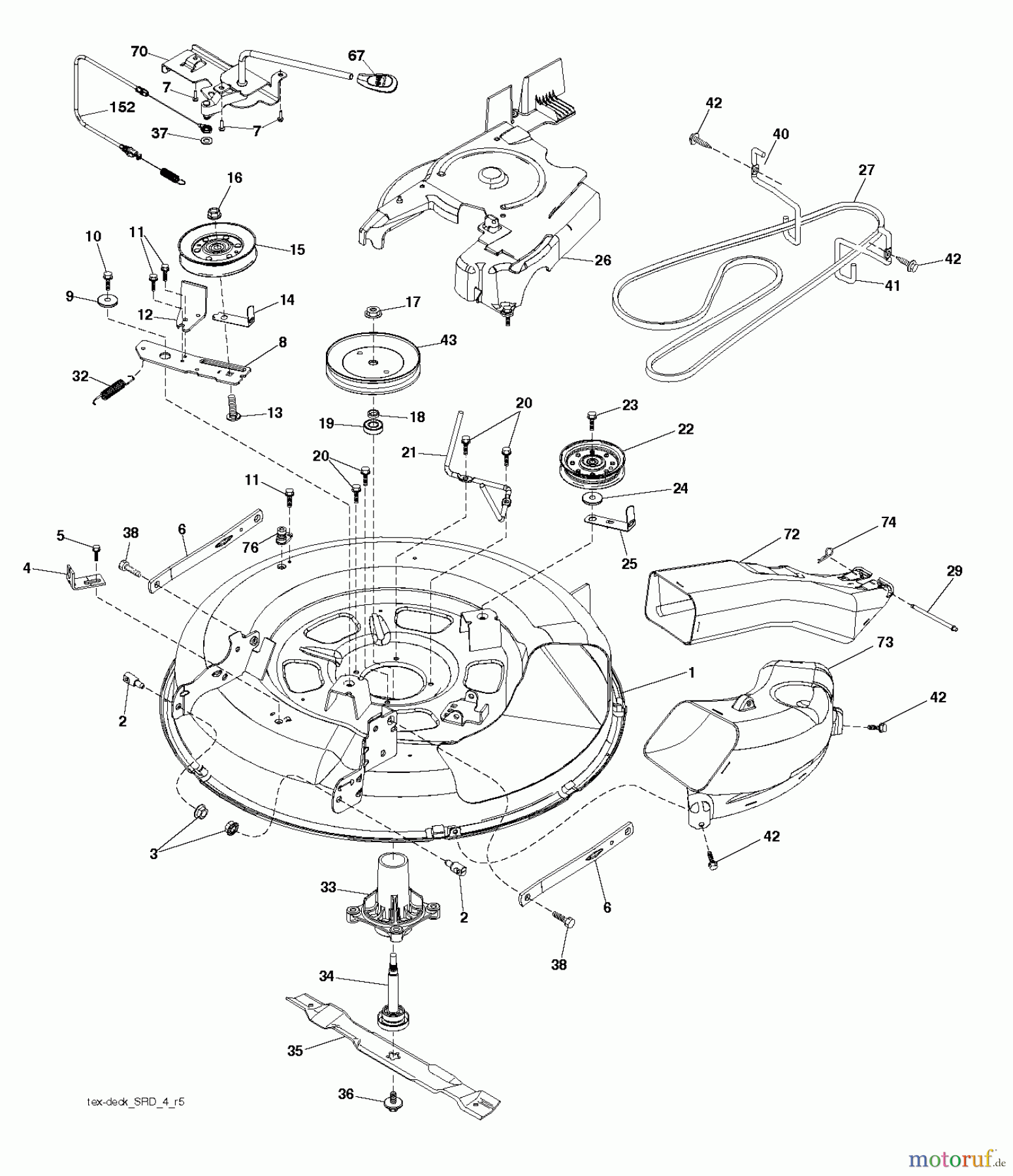 Jonsered Rasen und Garten Traktoren LT2213 C (96051000901) - Jonsered Lawn & Garden Tractor (2011-08) MOWER DECK / CUTTING DECK