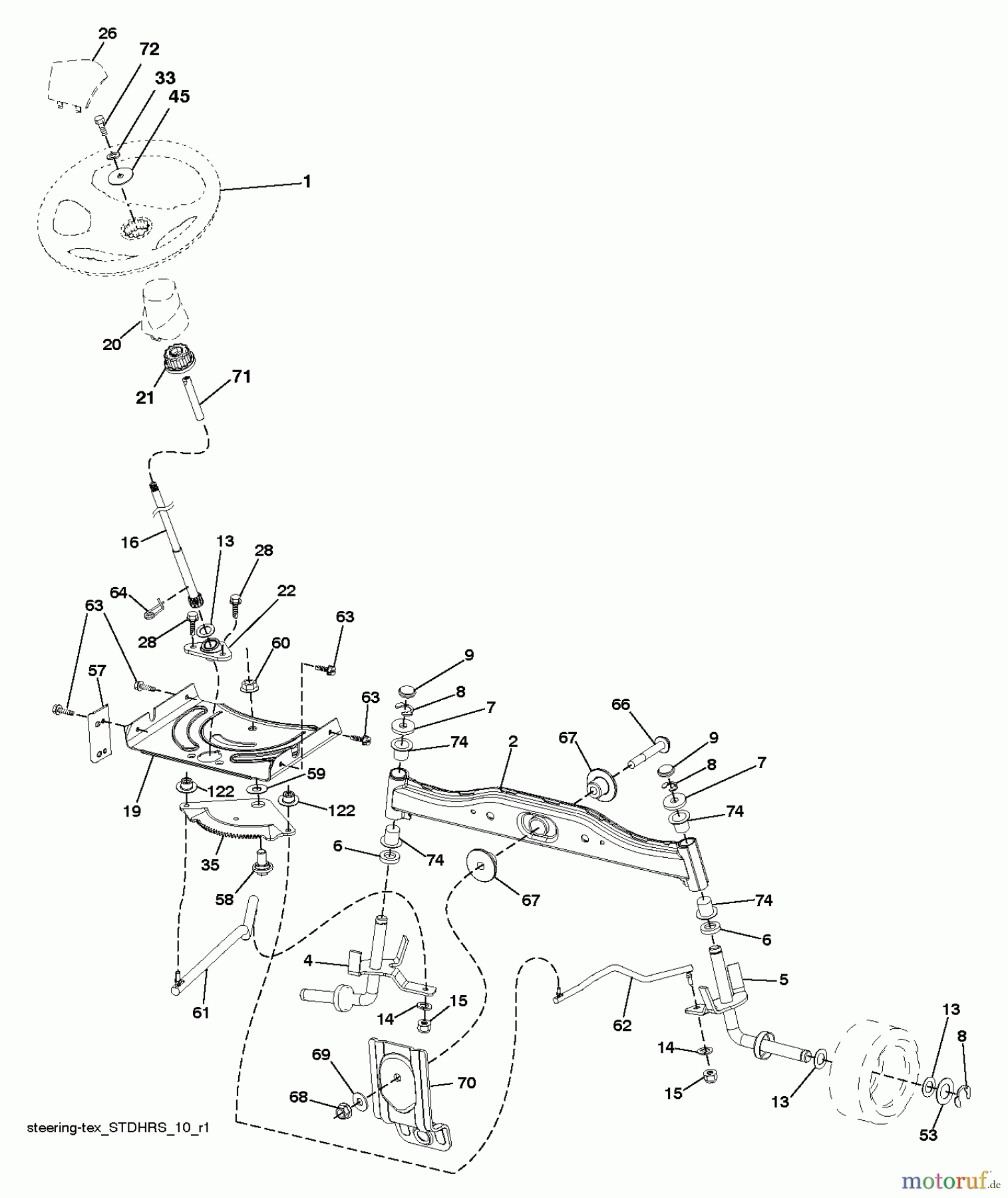 Jonsered Rasen und Garten Traktoren LT2213 C (96051000903) - Jonsered Lawn & Garden Tractor (2013-05) STEERING