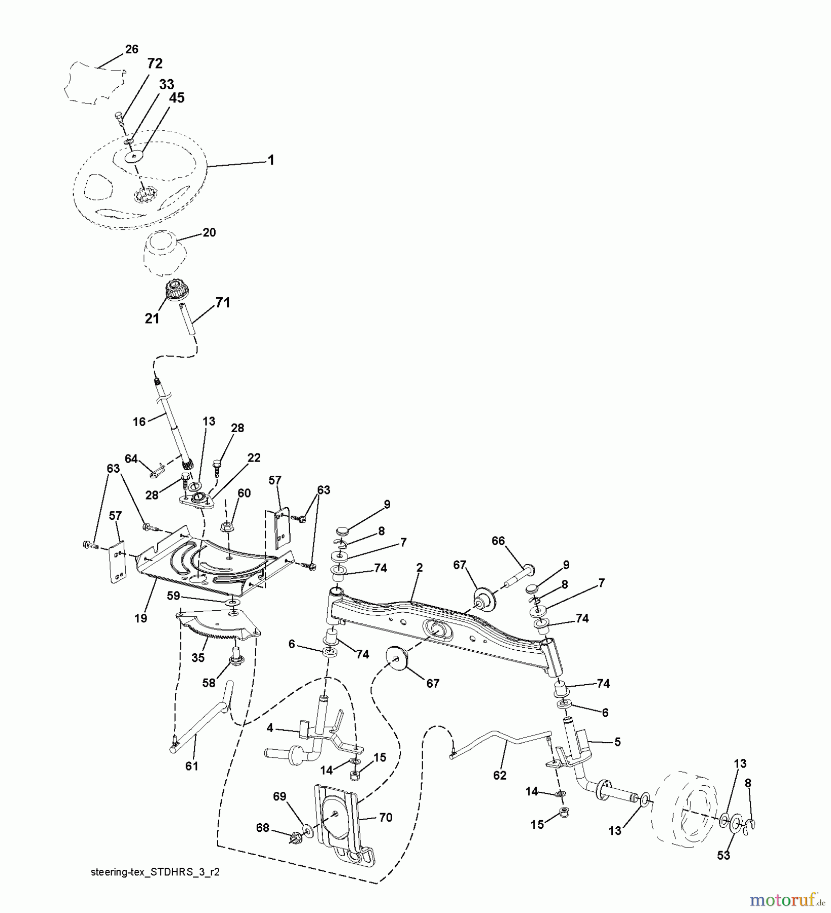 Jonsered Rasen und Garten Traktoren LT2213 CA (96041015300) - Jonsered Lawn & Garden Tractor (2010-01) STEERING