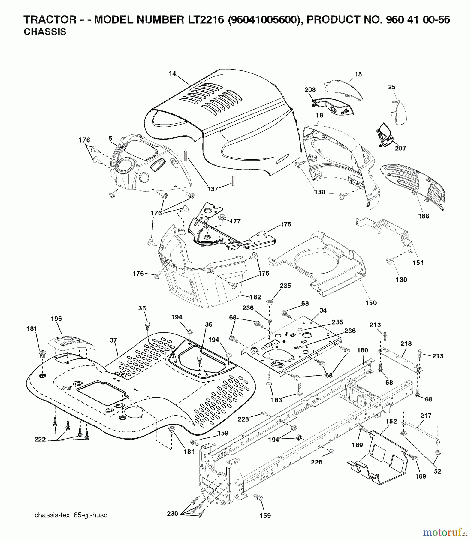 Jonsered Rasen und Garten Traktoren LT2216 (96041005600) - Jonsered Lawn & Garden Tractor (2007-04) CHASSIS ENCLOSURES