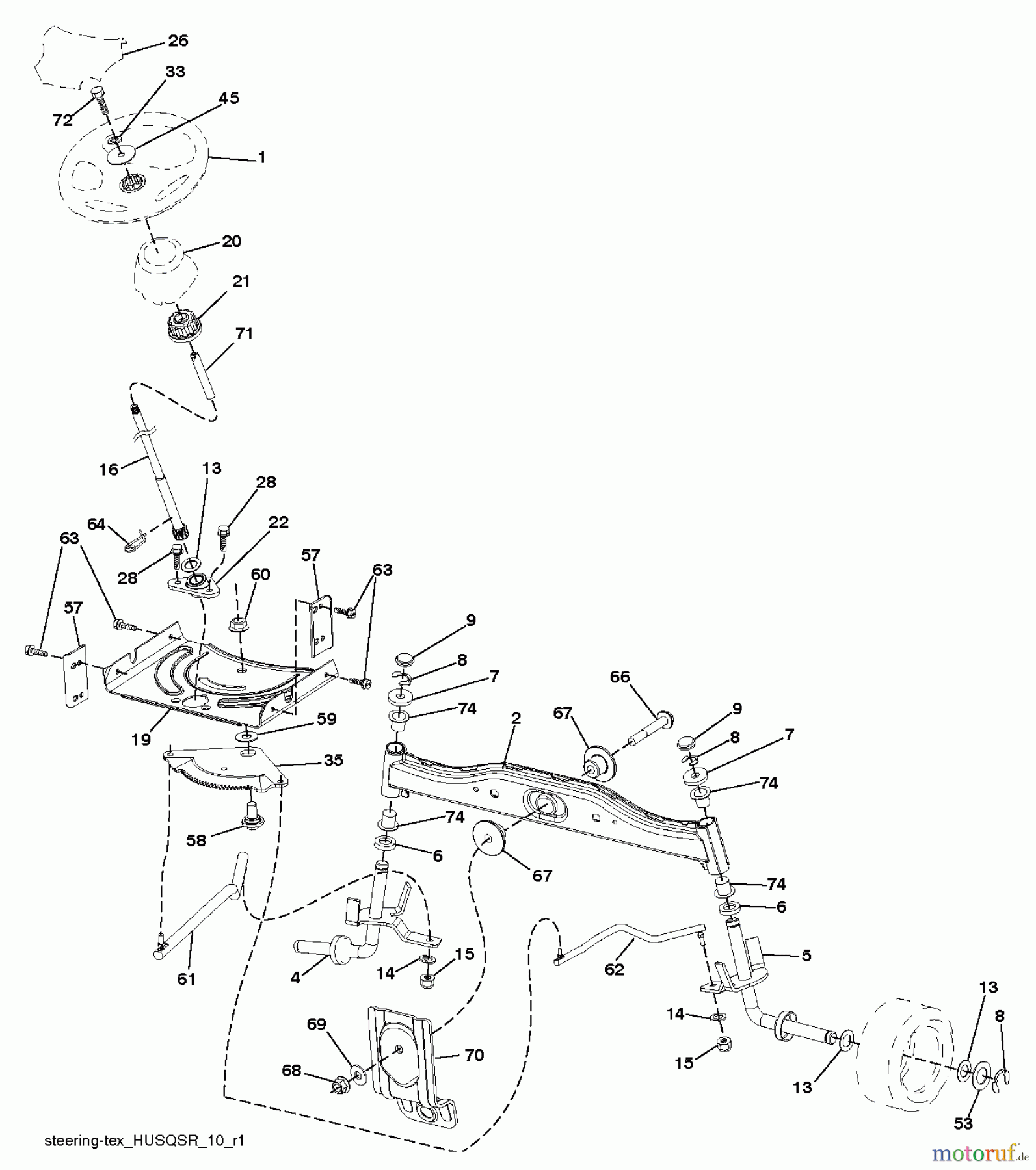Jonsered Rasen und Garten Traktoren LT2216 (96041010105) - Jonsered Lawn & Garden Tractor (2011-07) STEERING