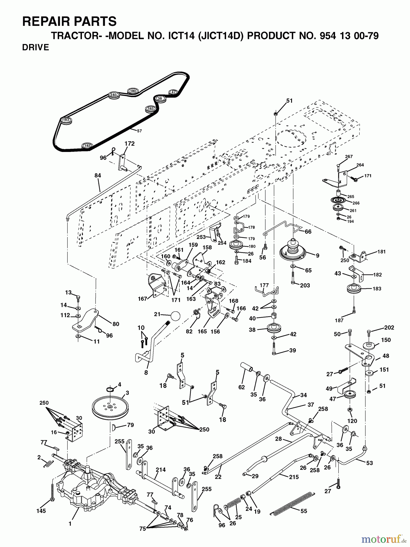  Jonsered Rasen  und Garten Traktoren ICT14 (JICT14D, 954130079) - Jonsered Lawn & Garden Tractor (2002-06) DRIVE