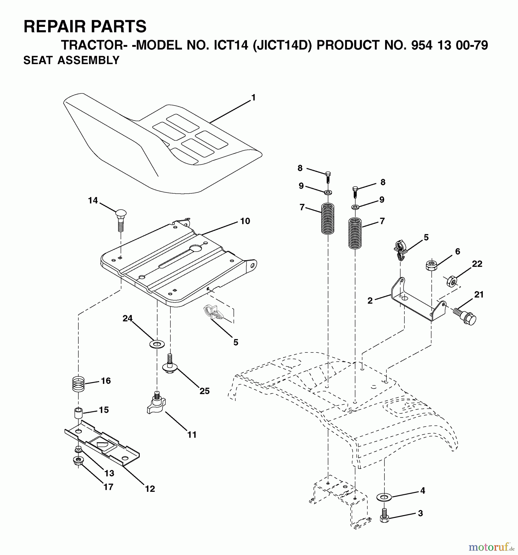 Jonsered Rasen und Garten Traktoren ICT14 (JICT14D, 954130079) - Jonsered Lawn & Garden Tractor (2002-06) SEAT