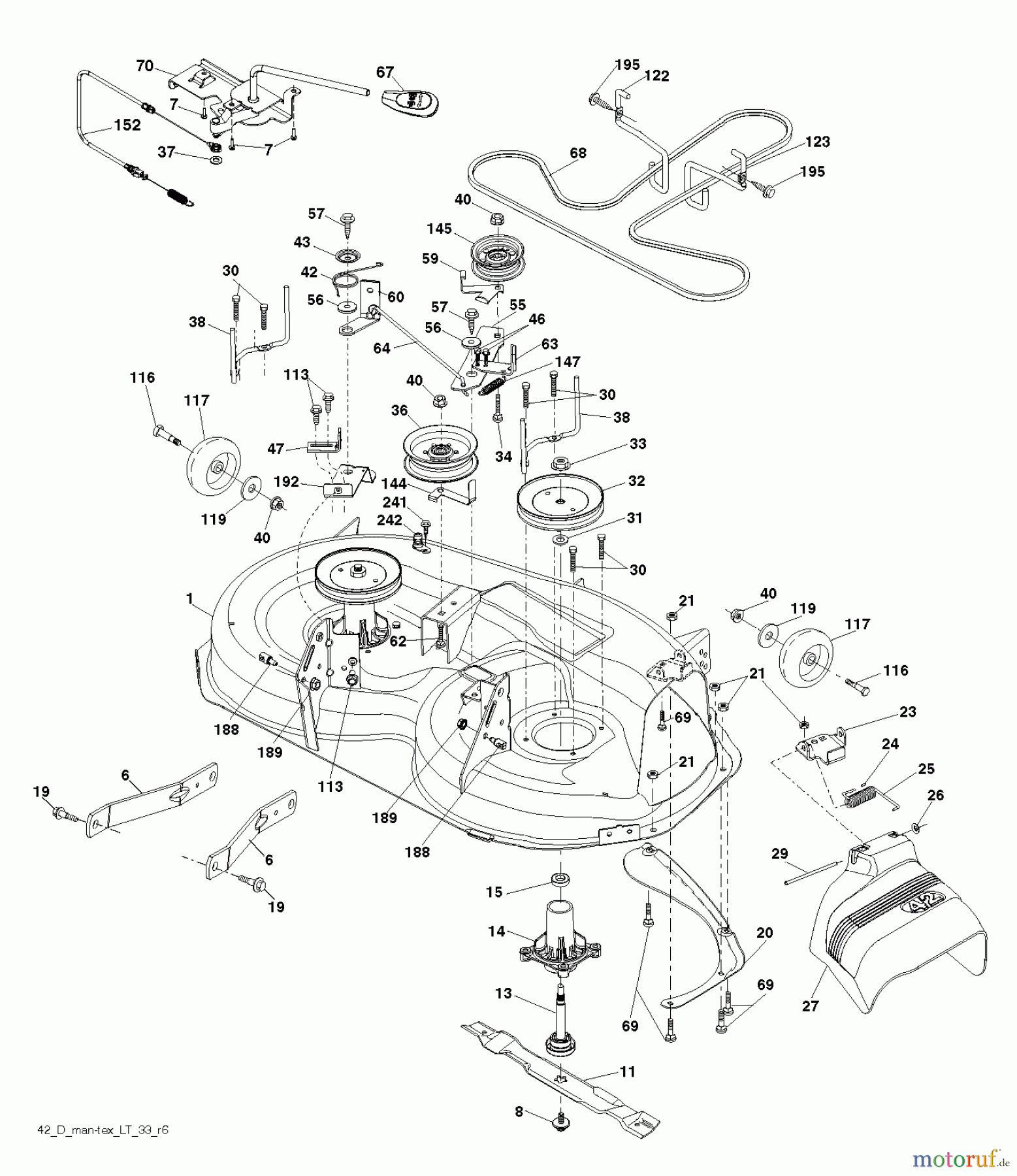 Jonsered Rasen und Garten Traktoren LT2216 (96041011204) - Jonsered Lawn & Garden Tractor (2011-11) MOWER DECK / CUTTING DECK