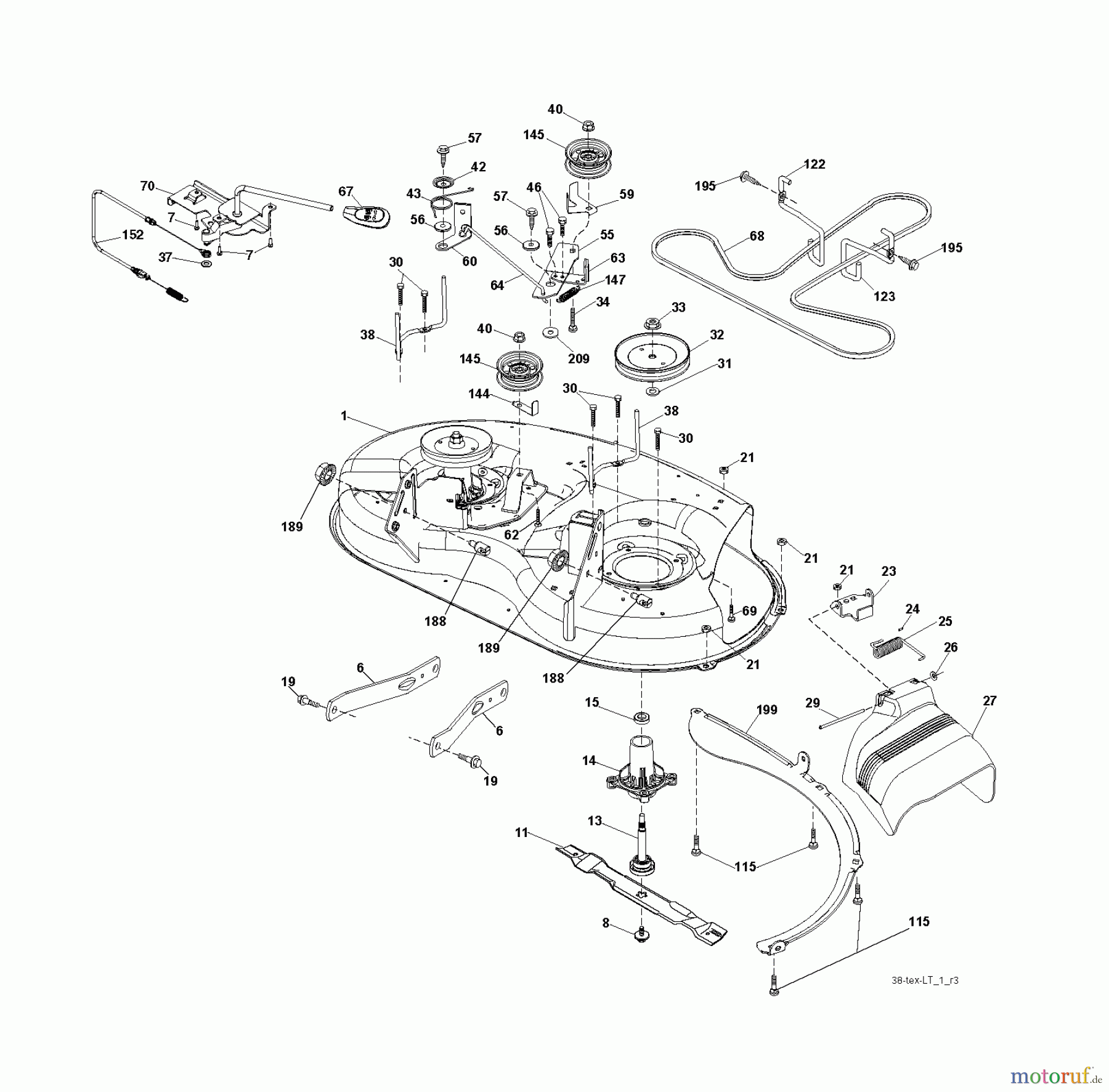 Jonsered Rasen und Garten Traktoren LT2217 A (96041003300) - Jonsered Lawn & Garden Tractor (2007-02) MOWER DECK / CUTTING DECK