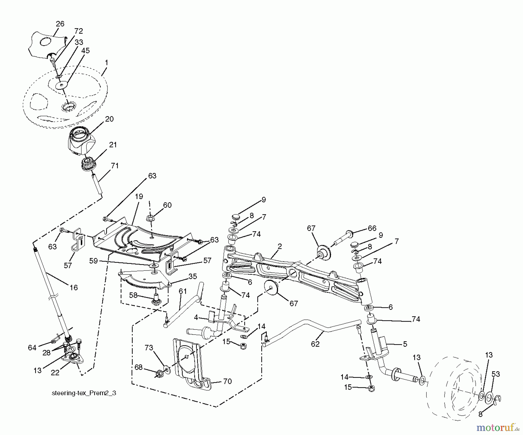 Jonsered Rasen und Garten Traktoren LT2217 A (96041005700) - Jonsered Lawn & Garden Tractor (2007-04) STEERING