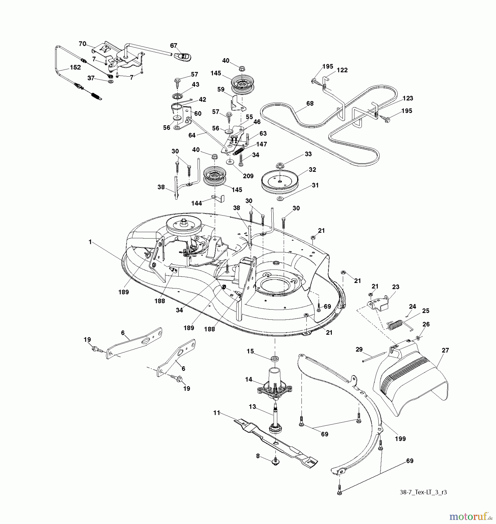 Jonsered Rasen und Garten Traktoren LT2217 A (96041005701) - Jonsered Lawn & Garden Tractor (2009-03) MOWER DECK / CUTTING DECK