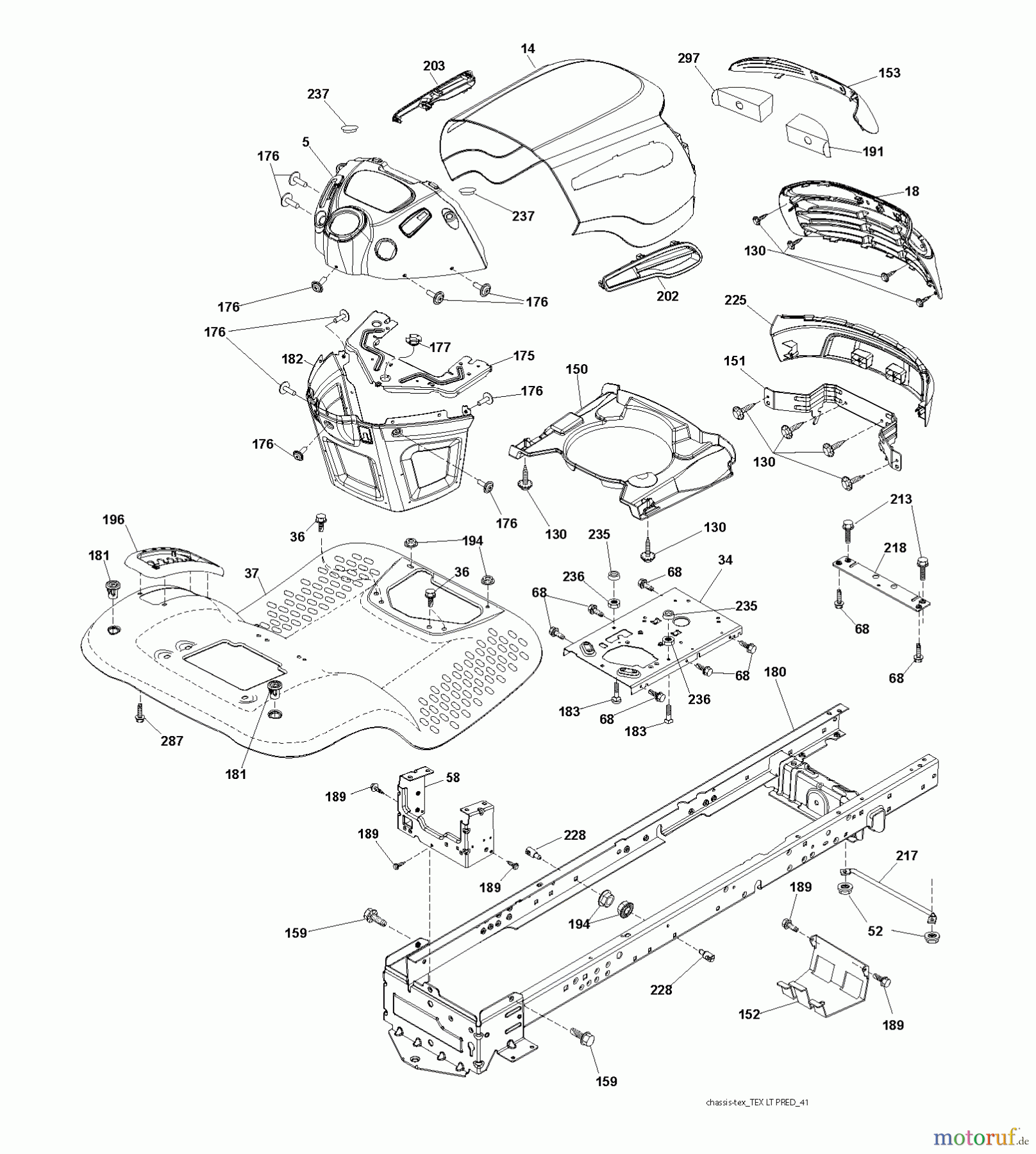 Jonsered Rasen und Garten Traktoren LT2217 A (96041010301) - Jonsered Lawn & Garden Tractor (2009-10) CHASSIS ENCLOSURES