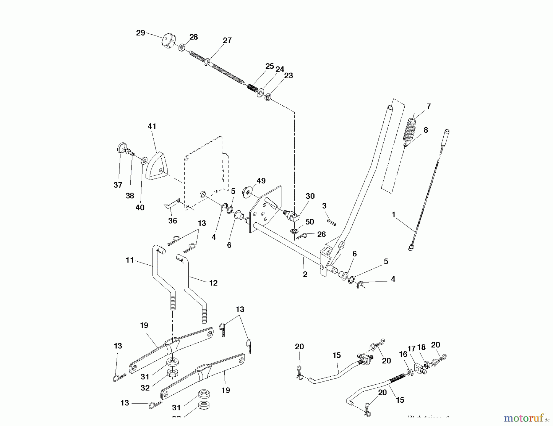 Jonsered Rasen und Garten Traktoren LT2217 CMA (96061019603) - Jonsered Lawn & Garden Tractor (2008-01) MOWER LIFT / DECK LIFT