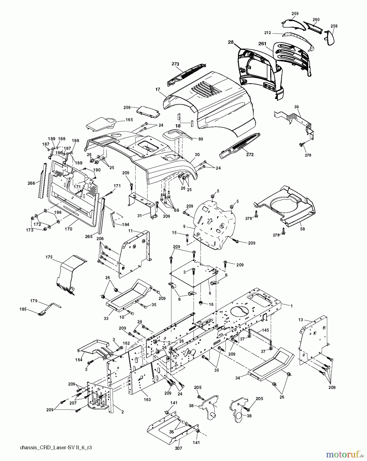 Jonsered Rasen und Garten Traktoren LT2217 CMA (96061027301) - Jonsered Lawn & Garden Tractor (2010-03) CHASSIS ENCLOSURES