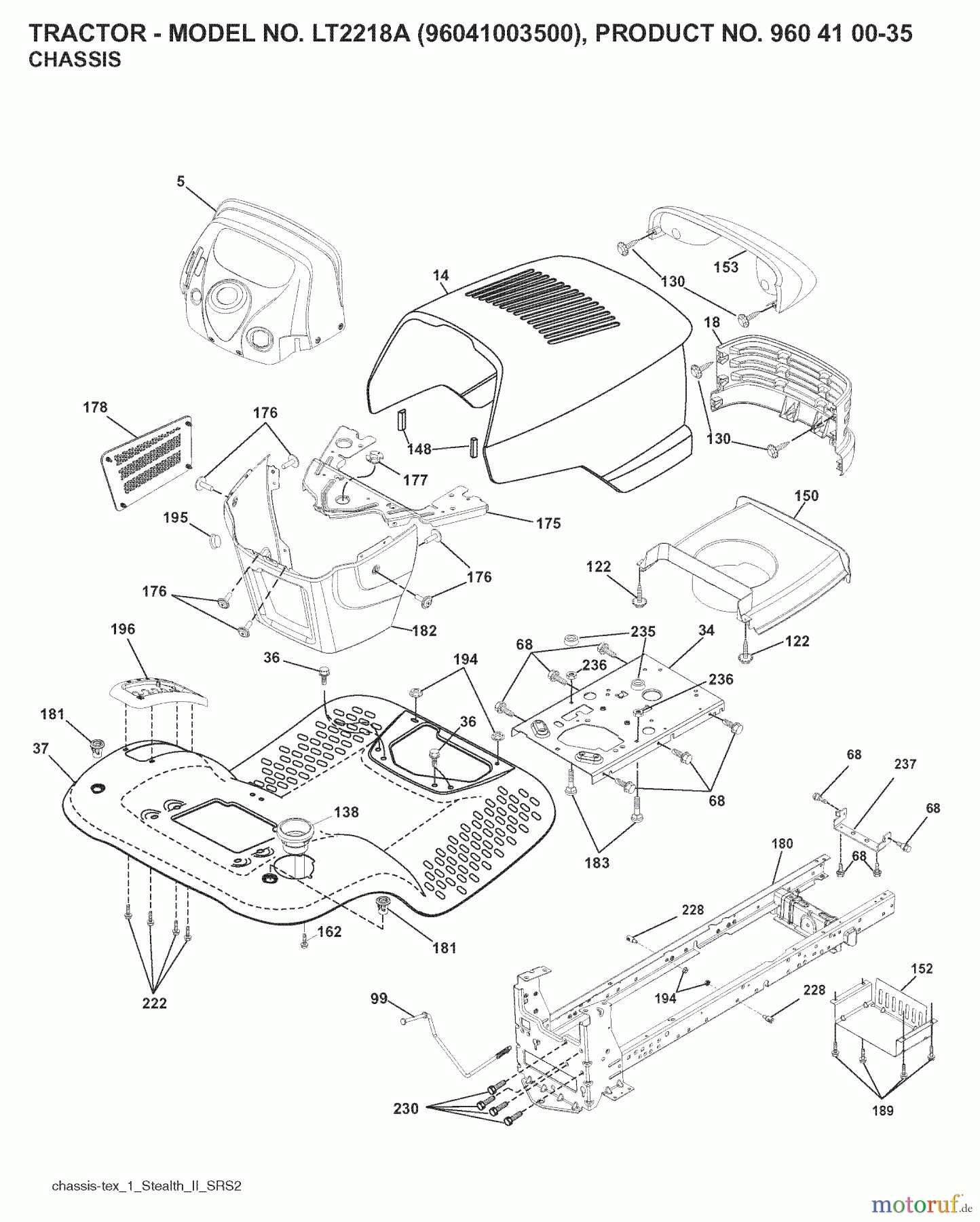  Jonsered Rasen  und Garten Traktoren LT2218 A (96041003500) - Jonsered Lawn & Garden Tractor (2007-03) CHASSIS ENCLOSURES