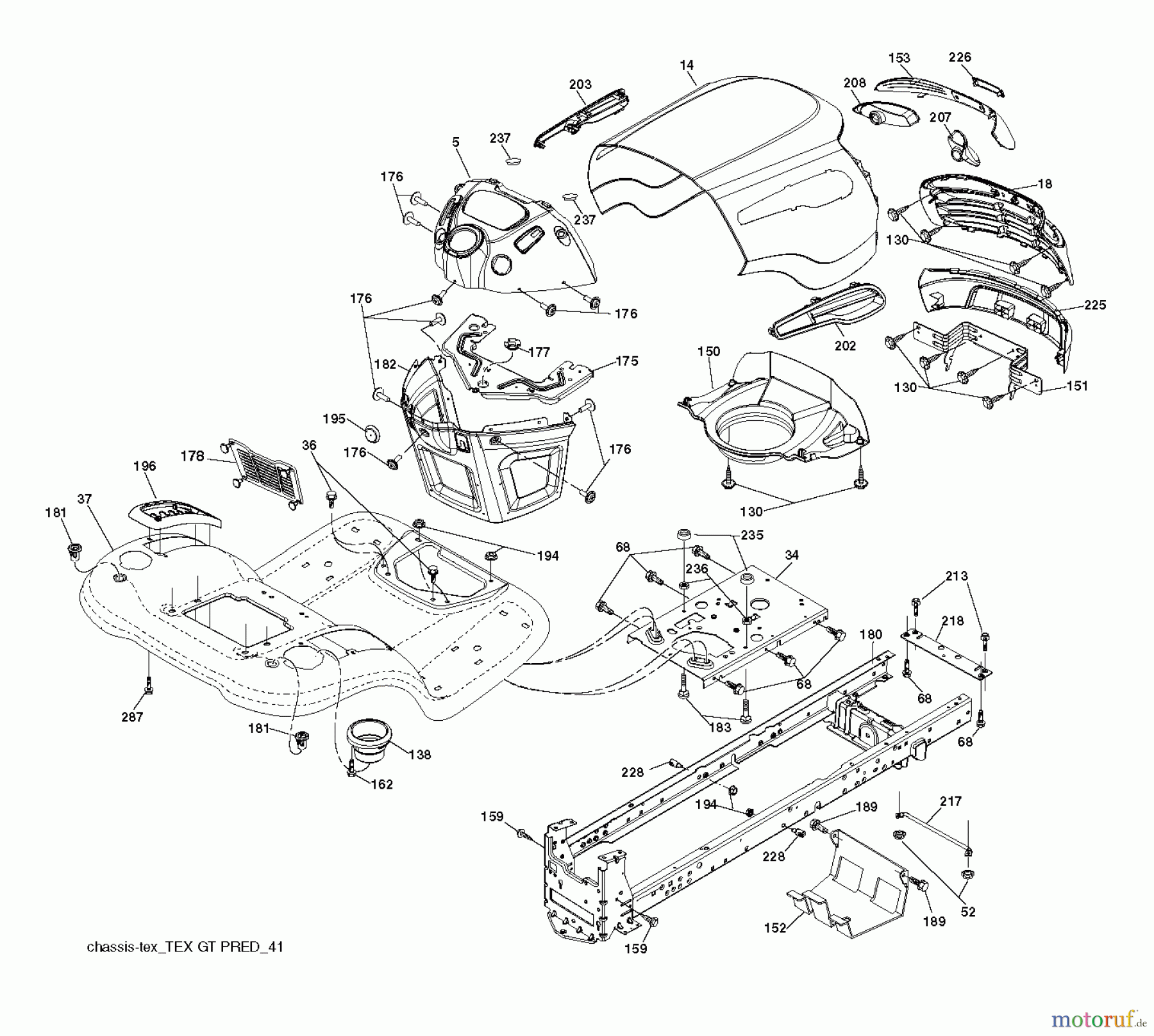 Jonsered Rasen und Garten Traktoren LT2218 A (96041010501) - Jonsered Lawn & Garden Tractor (2010-01) CHASSIS ENCLOSURES