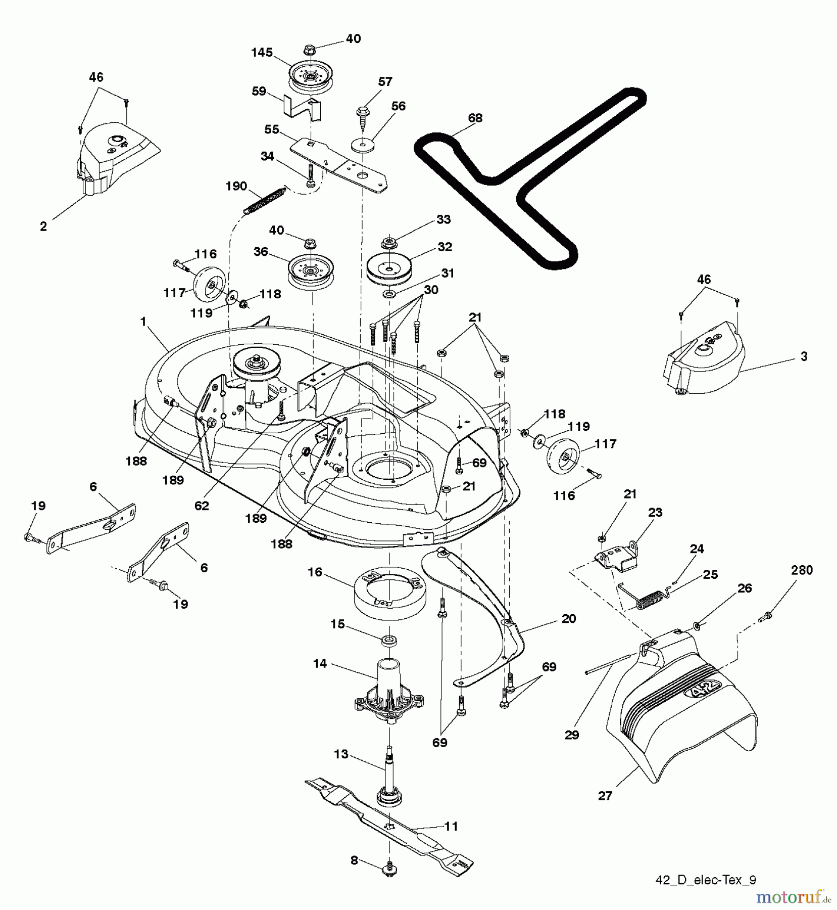 Jonsered Rasen und Garten Traktoren LT2218 A2 (96041003902) - Jonsered Lawn & Garden Tractor (2008-02) MOWER DECK / CUTTING DECK