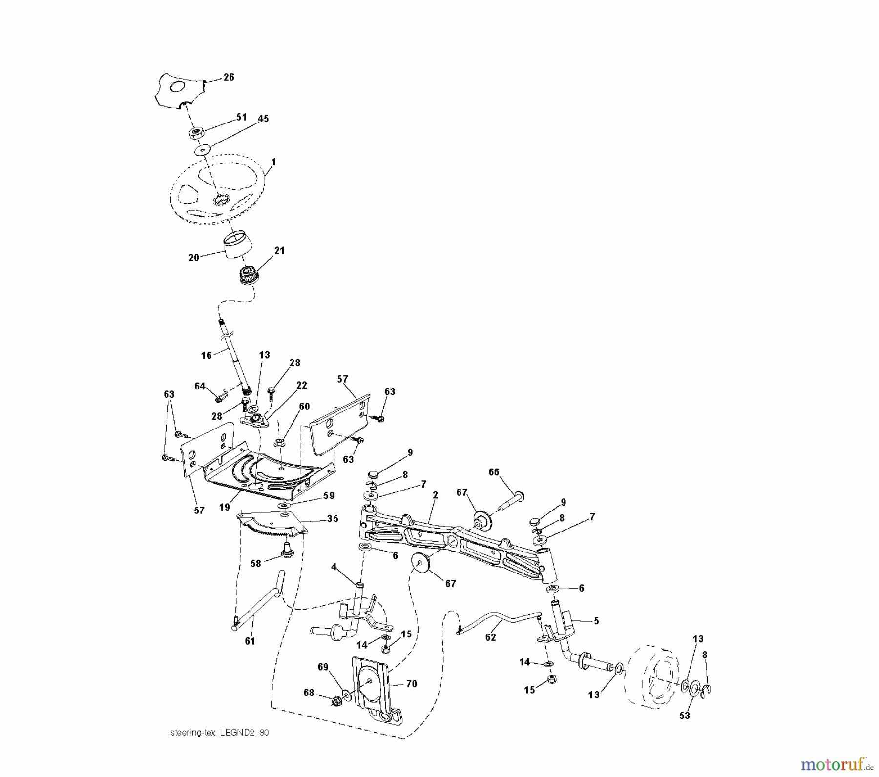  Jonsered Rasen  und Garten Traktoren LT2218 A2 (96041010901) - Jonsered Lawn & Garden Tractor (2010-02) STEERING