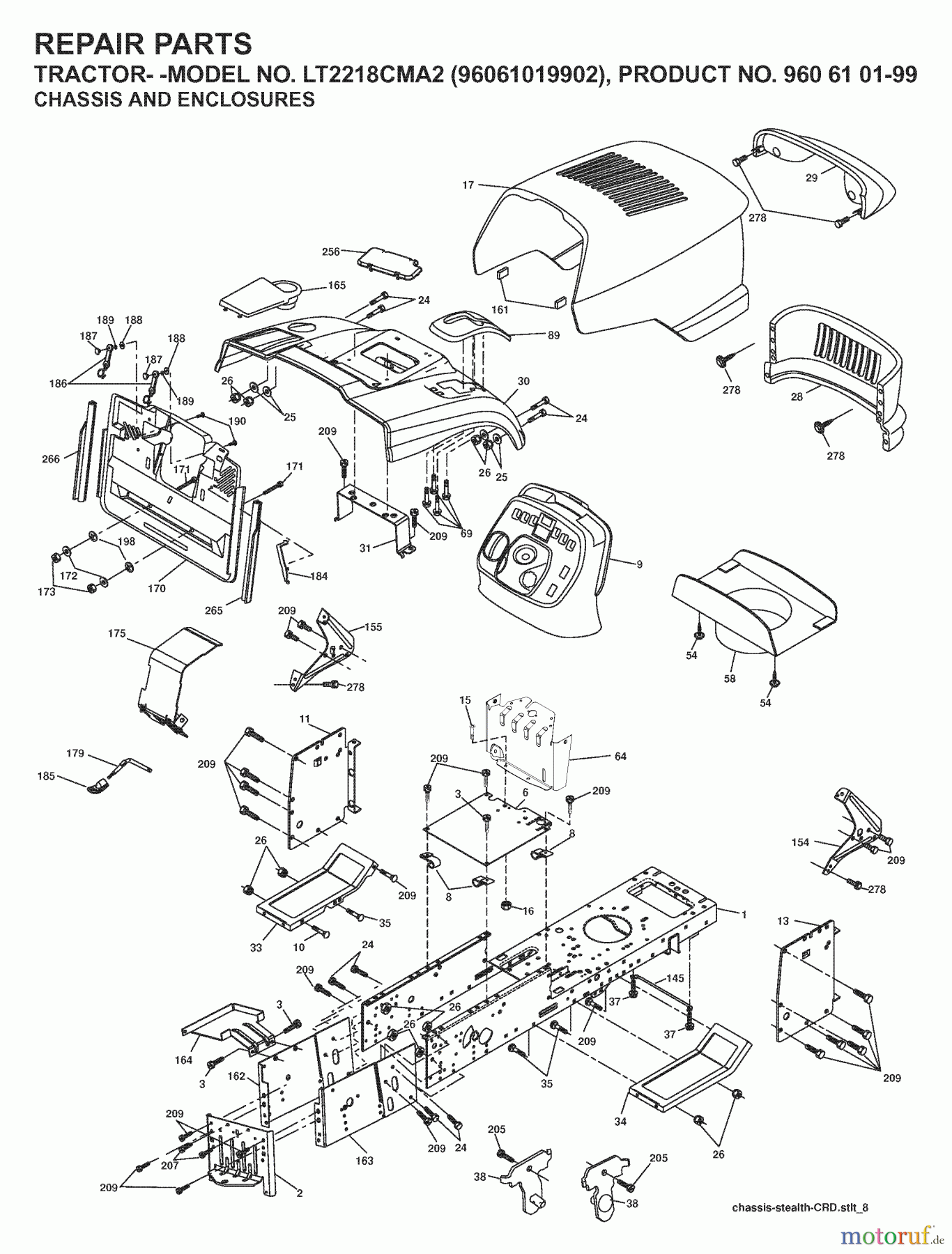 Jonsered Rasen und Garten Traktoren LT2218 CMA2 (96061019902) - Jonsered Lawn & Garden Tractor (2007-07) CHASSIS ENCLOSURES