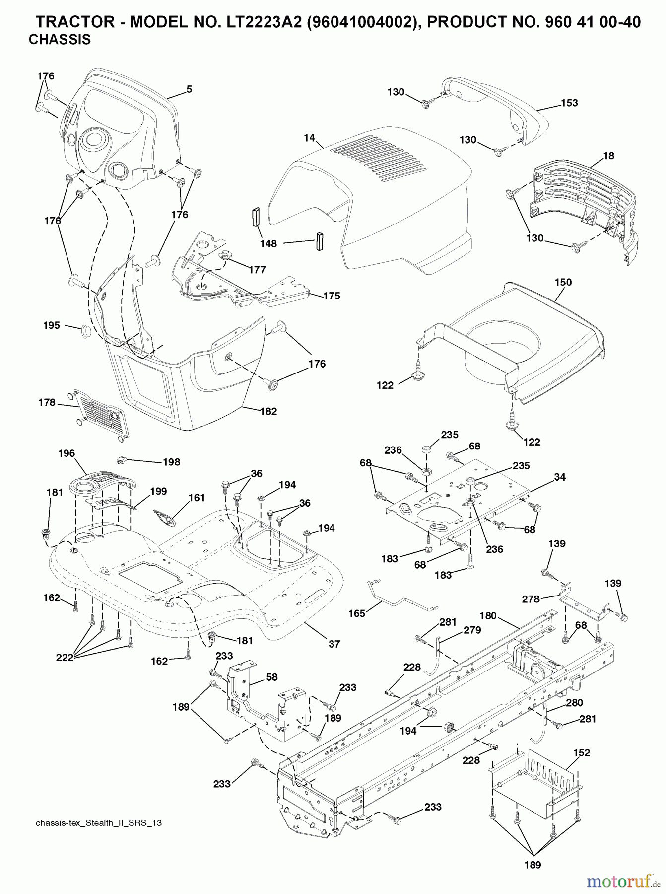 Jonsered Rasen und Garten Traktoren LT2223 A2 (96041004103) - Jonsered Lawn & Garden Tractor (2008-01) CHASSIS ENCLOSURES
