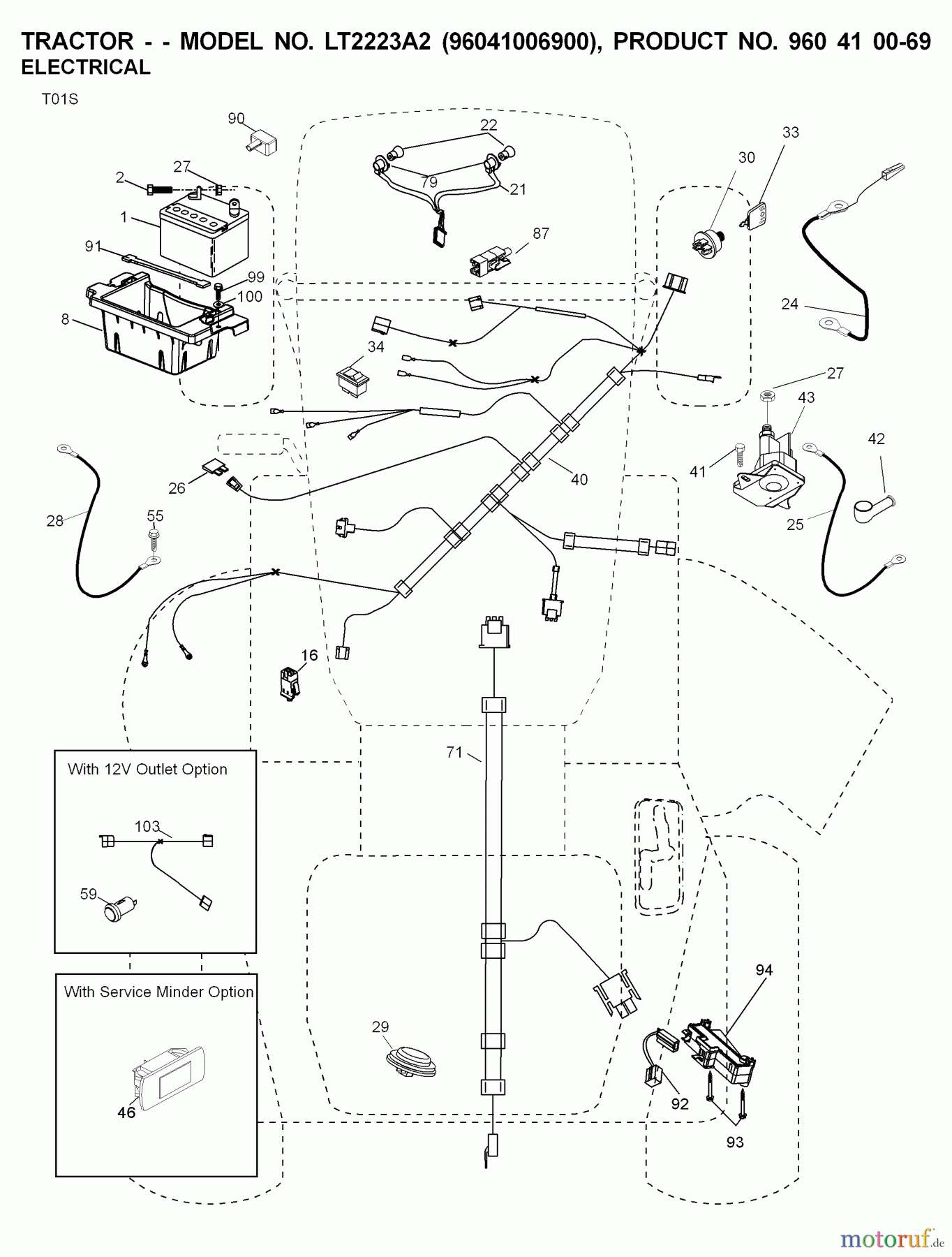 Jonsered Rasen und Garten Traktoren LT2223 A2 (96041006900) - Jonsered Lawn & Garden Tractor (2008-02) ELECTRICAL