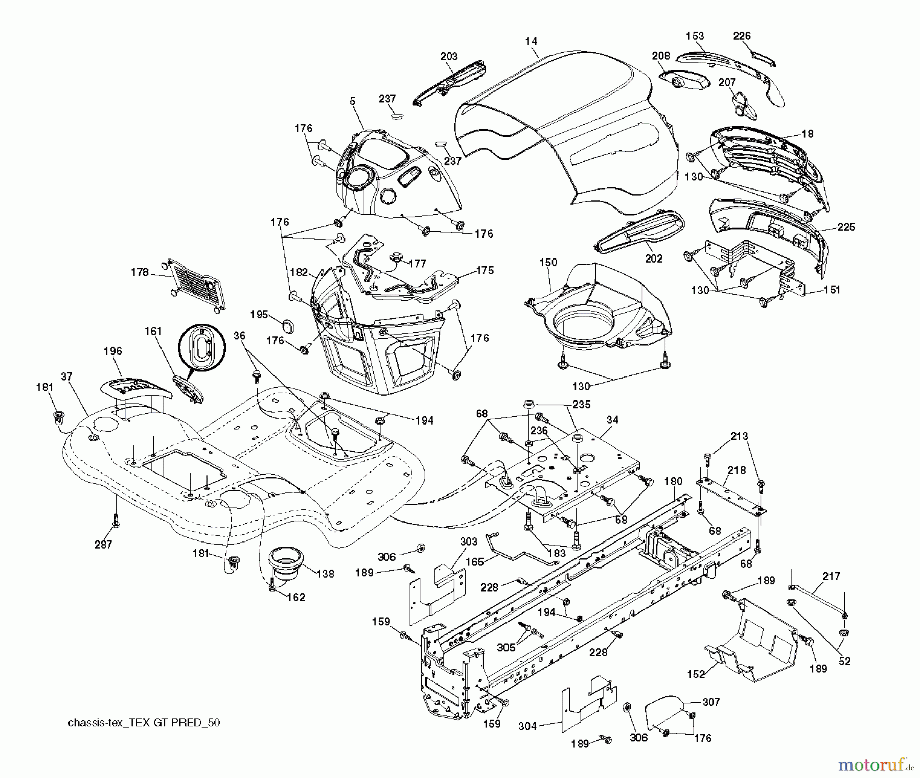  Jonsered Rasen  und Garten Traktoren LT2317 A2 (96041026100) - Jonsered Lawn & Garden Tractor (2011-09) CHASSIS ENCLOSURES