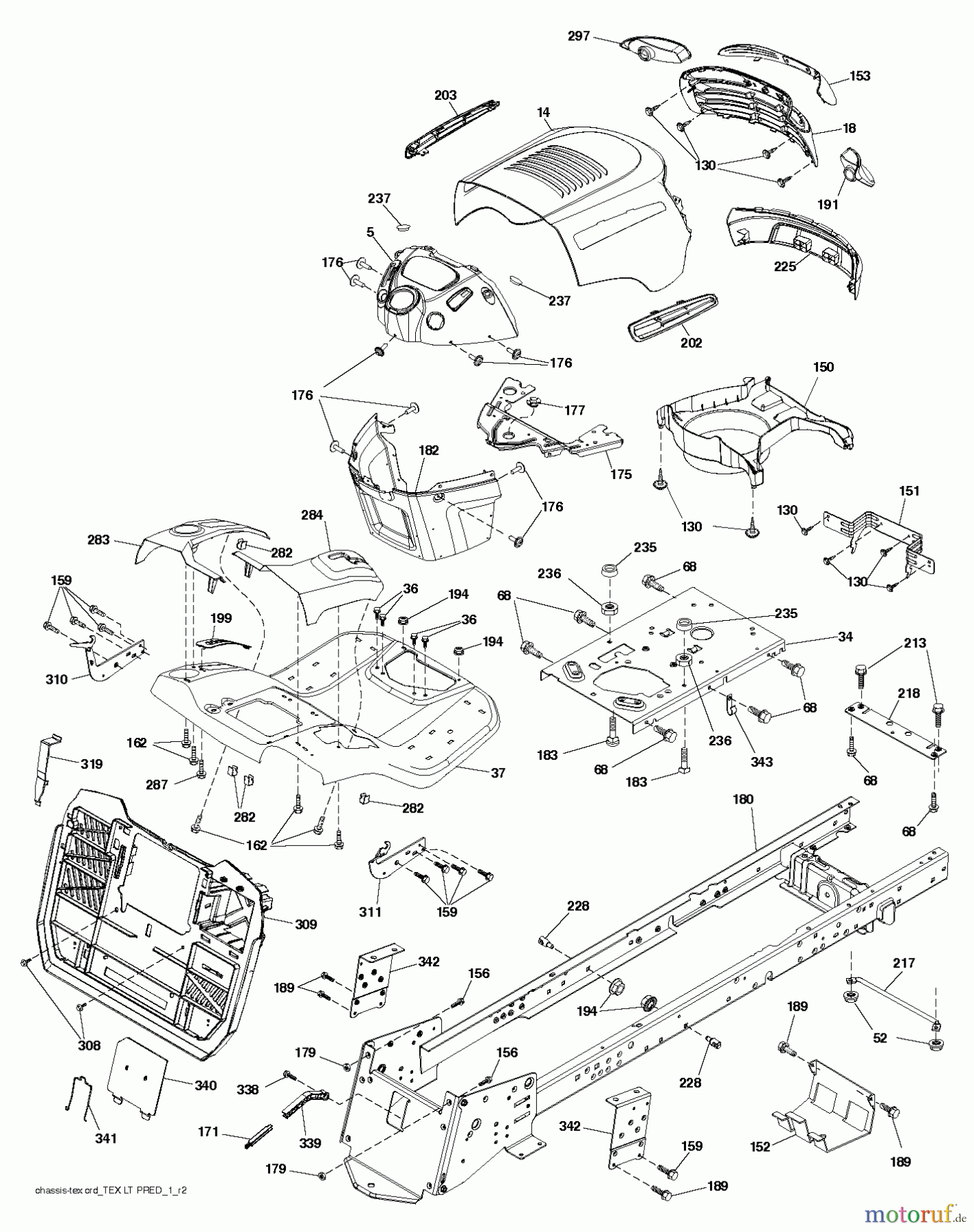  Jonsered Rasen  und Garten Traktoren LT2317 CMA (96051000500) - Jonsered Lawn & Garden Tractor (2011-03) CHASSIS ENCLOSURES