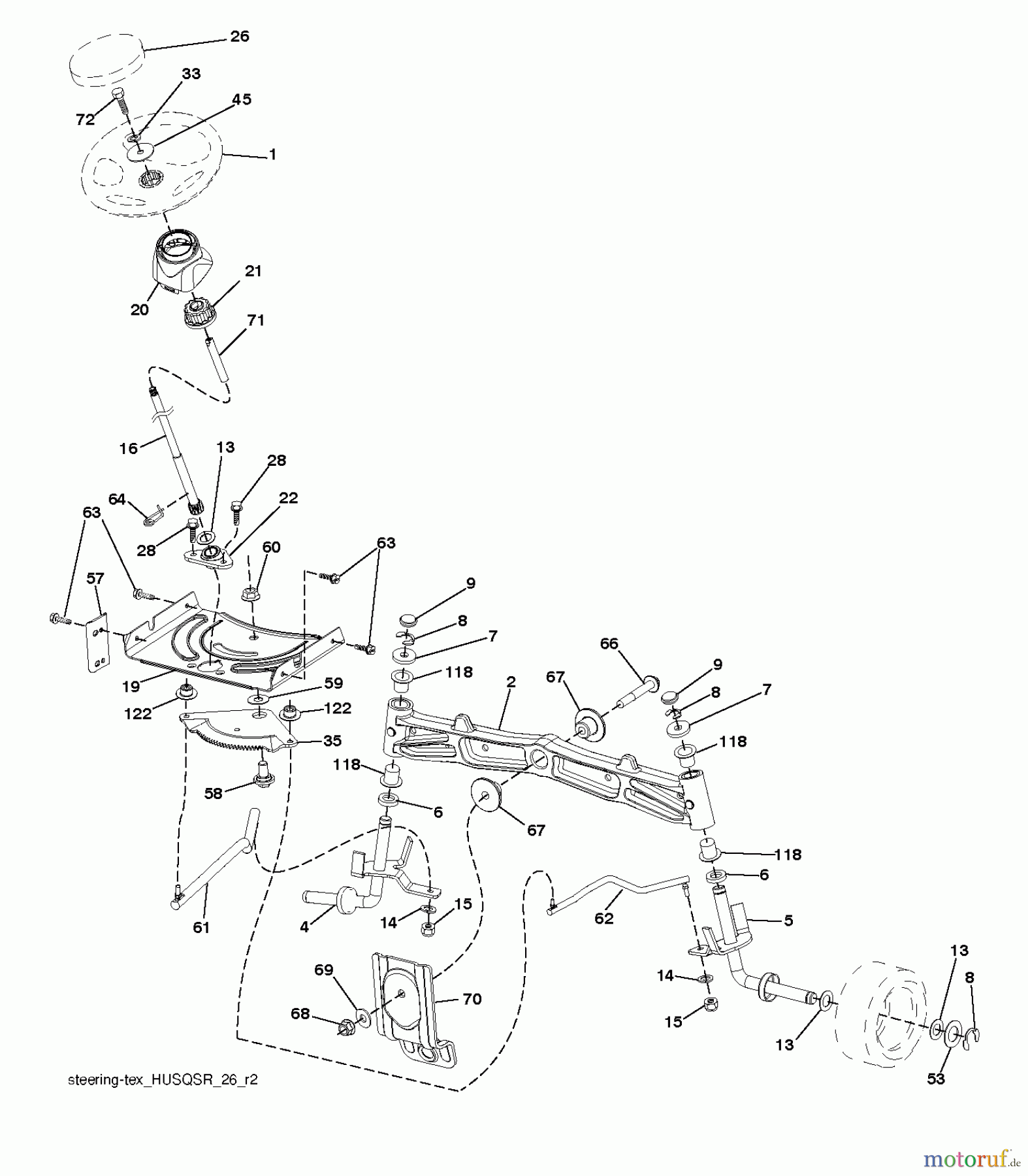 Jonsered Rasen und Garten Traktoren LT2317 CMA (96051002100) - Jonsered Lawn & Garden Tractor (2011-01) STEERING