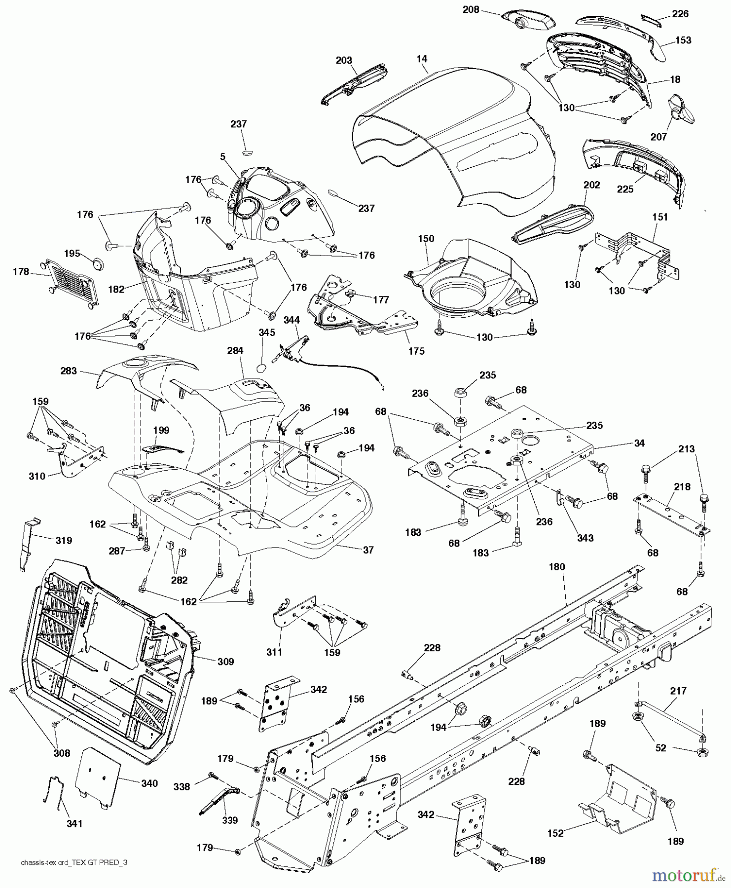  Jonsered Rasen  und Garten Traktoren LT2317 CMA2 (96051004400) - Jonsered Lawn & Garden Tractor (2012-01) CHASSIS ENCLOSURES