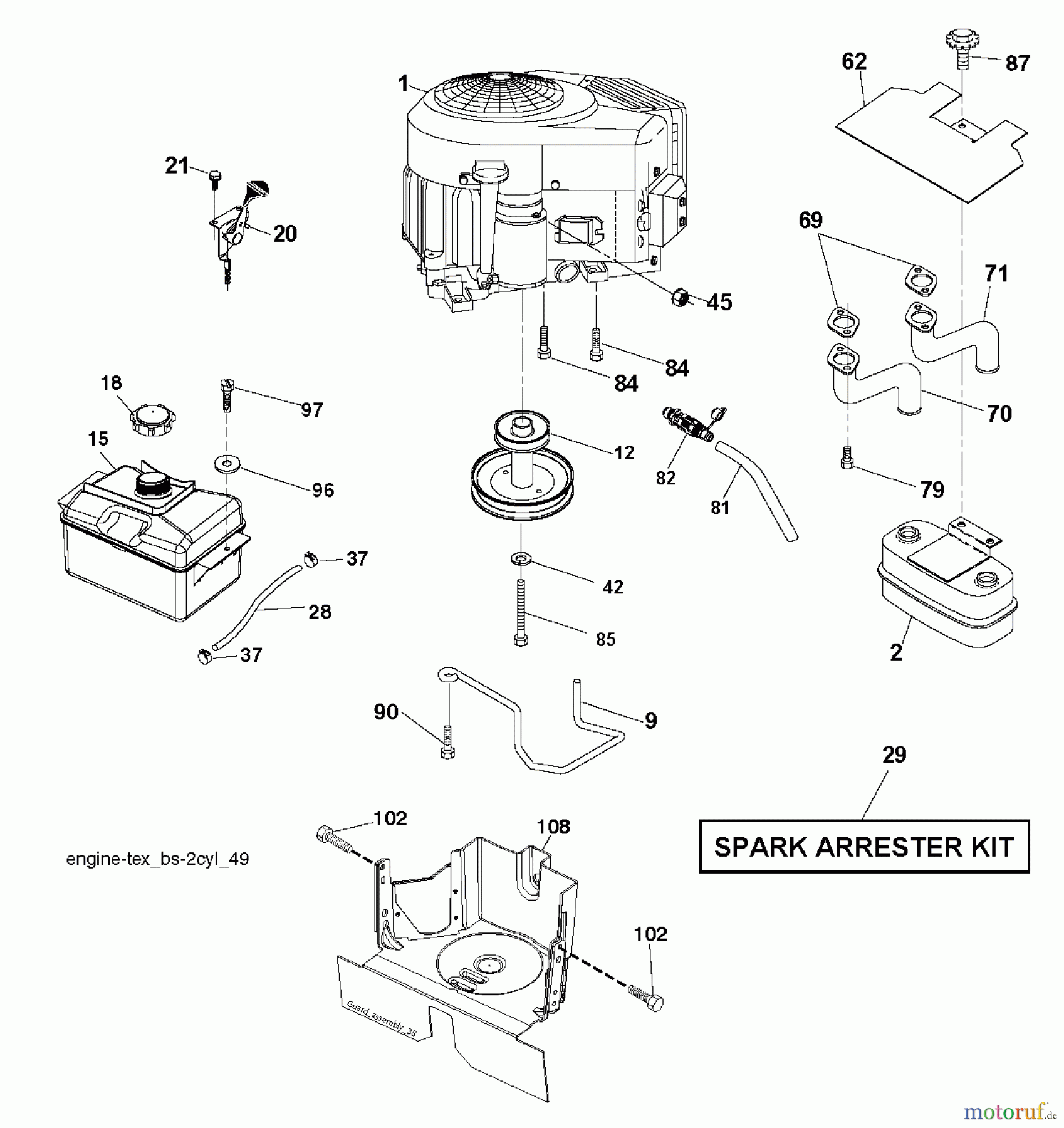  Jonsered Rasen  und Garten Traktoren LT2320 CMA2 (96051007300) - Jonsered Lawn & Garden Tractor (2012-11) ENGINE