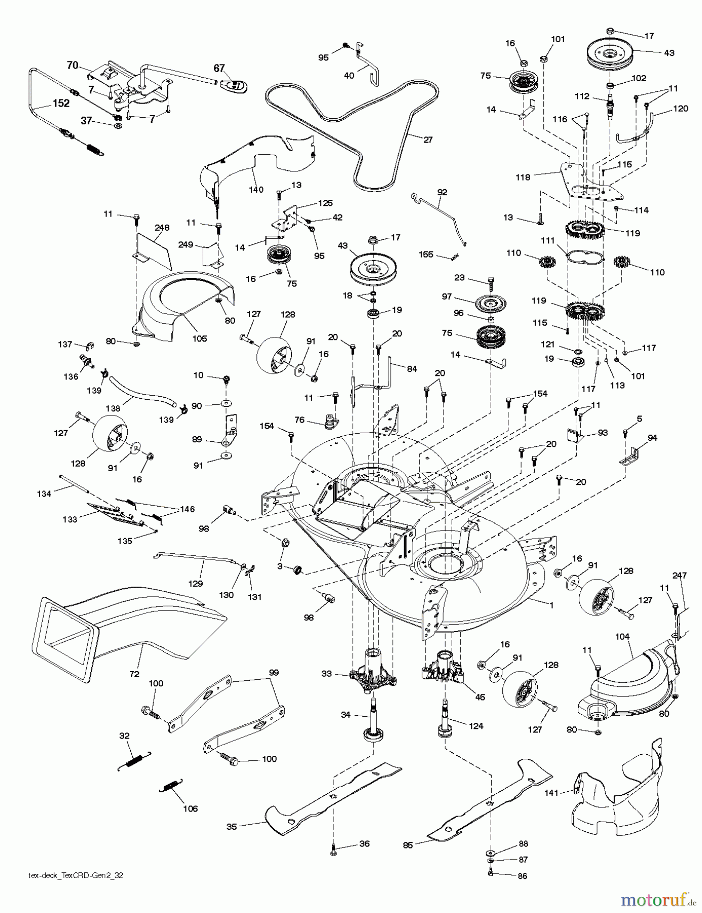 Jonsered Rasen und Garten Traktoren LT2320 CMA2 (96051007300) - Jonsered Lawn & Garden Tractor (2012-11) MOWER DECK / CUTTING DECK