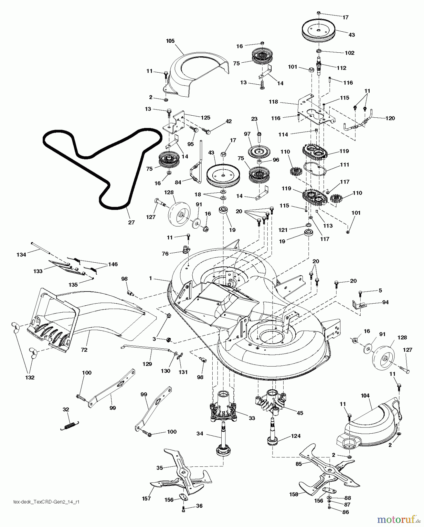  Jonsered Rasen  und Garten Traktoren LT2323 CMA2 (96051004700) - Jonsered Lawn & Garden Tractor (2012-02) MOWER DECK / CUTTING DECK