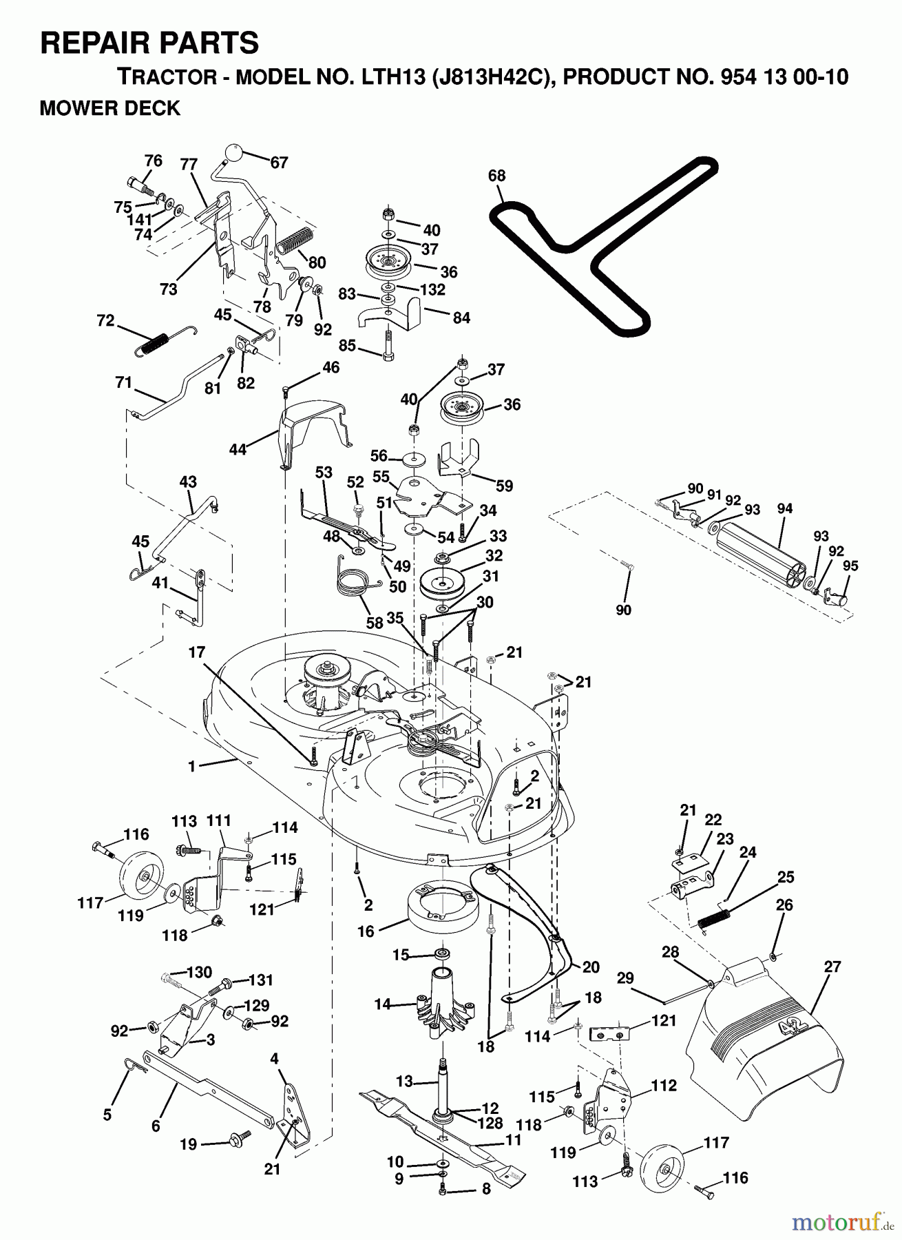  Jonsered Rasen  und Garten Traktoren LTH13 (J813H42C, 954130010) - Jonsered Lawn & Garden Tractor (1998-12) MOWER DECK / CUTTING DECK