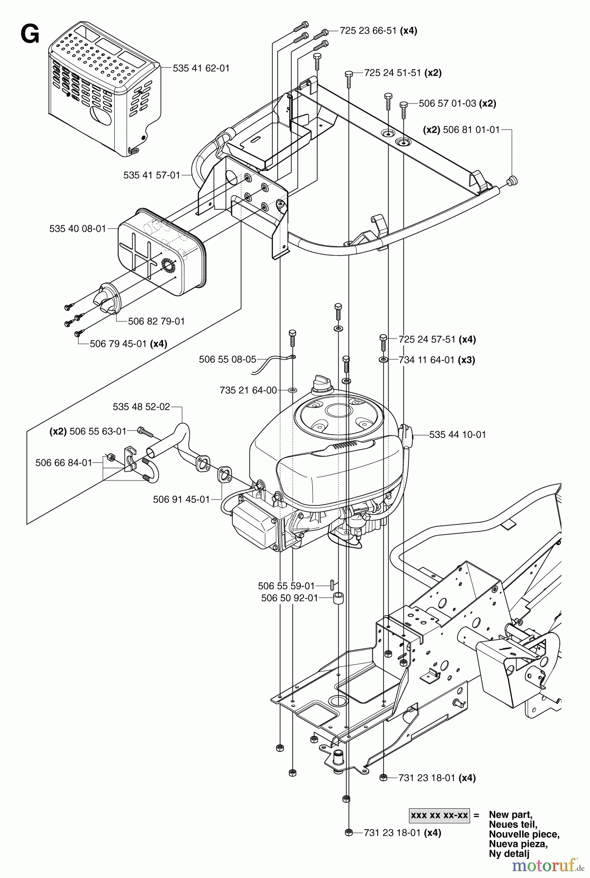 Jonsered Reitermäher FR2116 MA 4x4 (965094901) - Jonsered Rear-Engine Riding Mower (2007-01) ENGINE