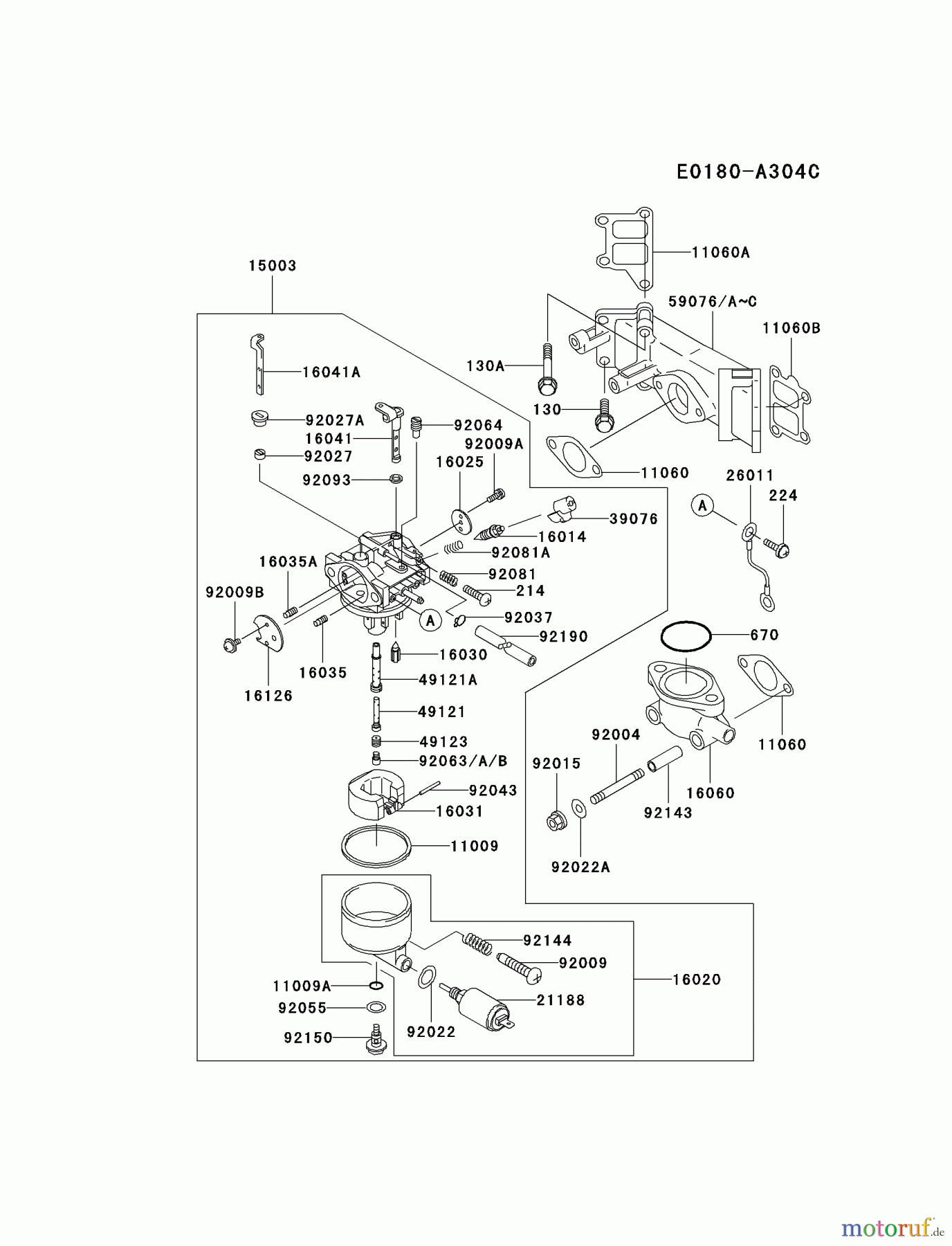  Kawasaki Motoren Motoren Vertikal FA210V - AS02 bis FH641V - DS24 FD501V-CS05 - Kawasaki FD501V 4-Stroke Engine CARBURETOR #1