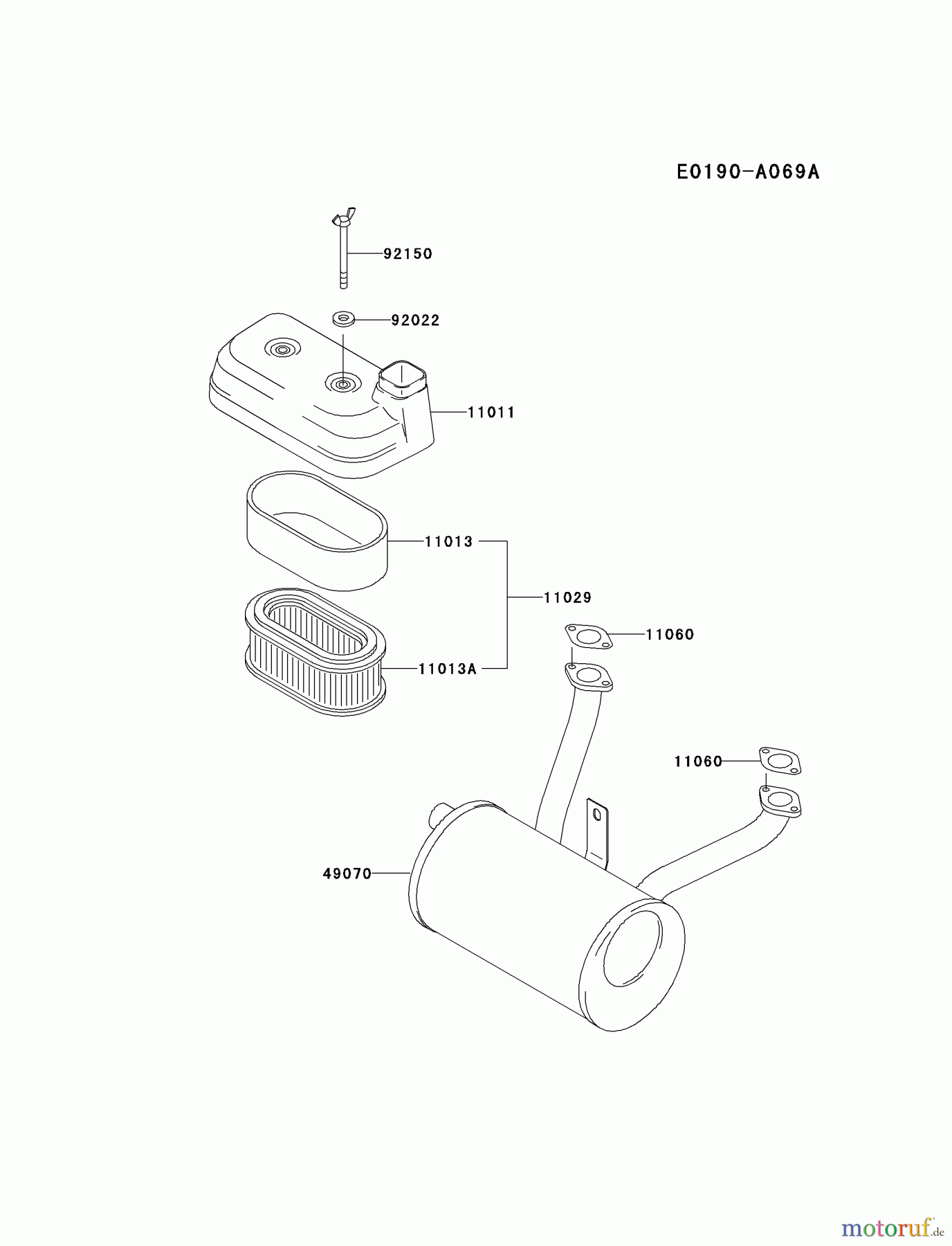 Kawasaki Motoren Motoren Vertikal FA210V - AS02 bis FH641V - DS24 FD590V-AS05 - Kawasaki FD590V 4-Stroke Engine AIR-FILTER/MUFFLER