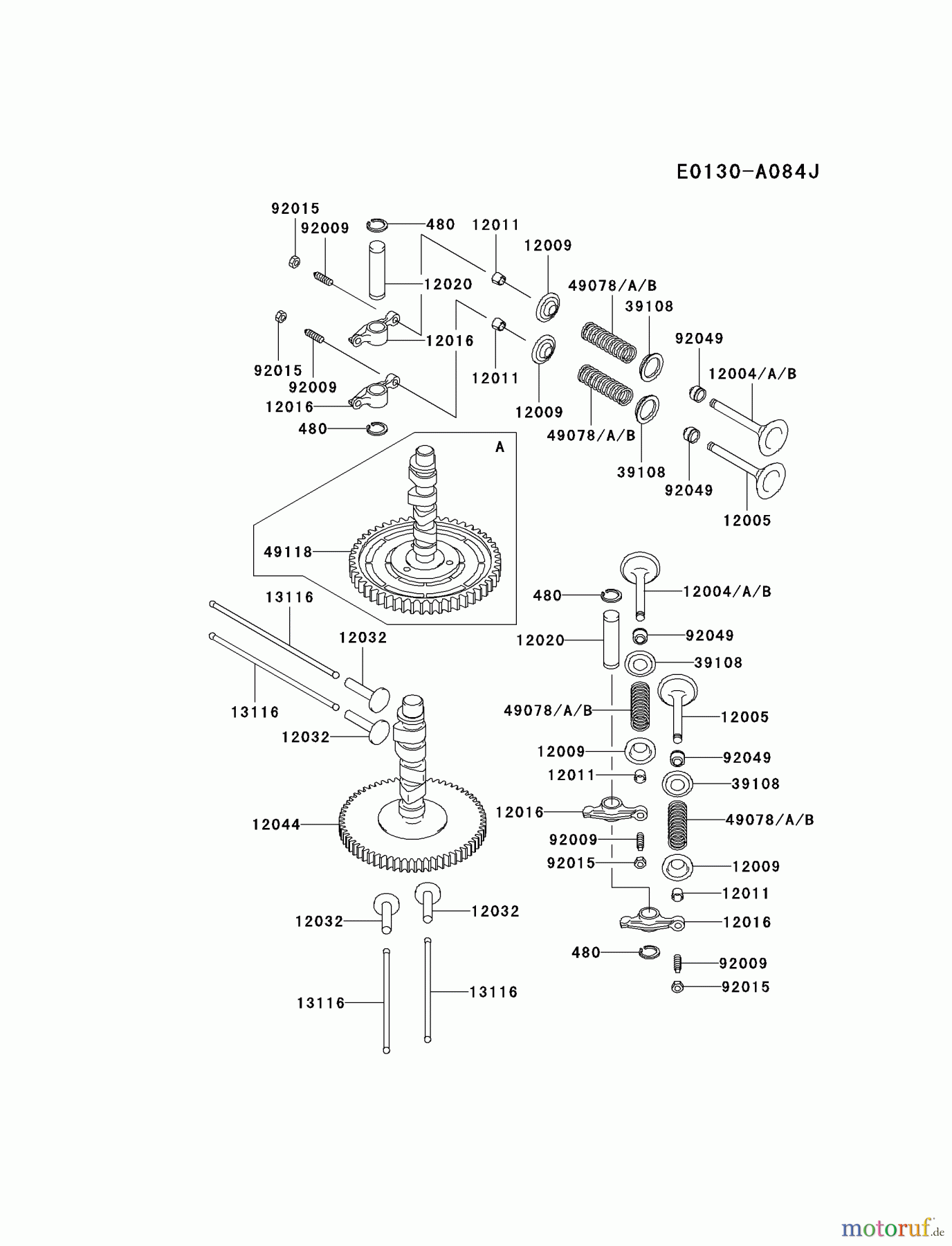 Kawasaki Motoren Motoren Vertikal FA210V - AS02 bis FH641V - DS24 FD590V-AS06 - Kawasaki FD590V 4-Stroke Engine VALVE/CAMSHAFT