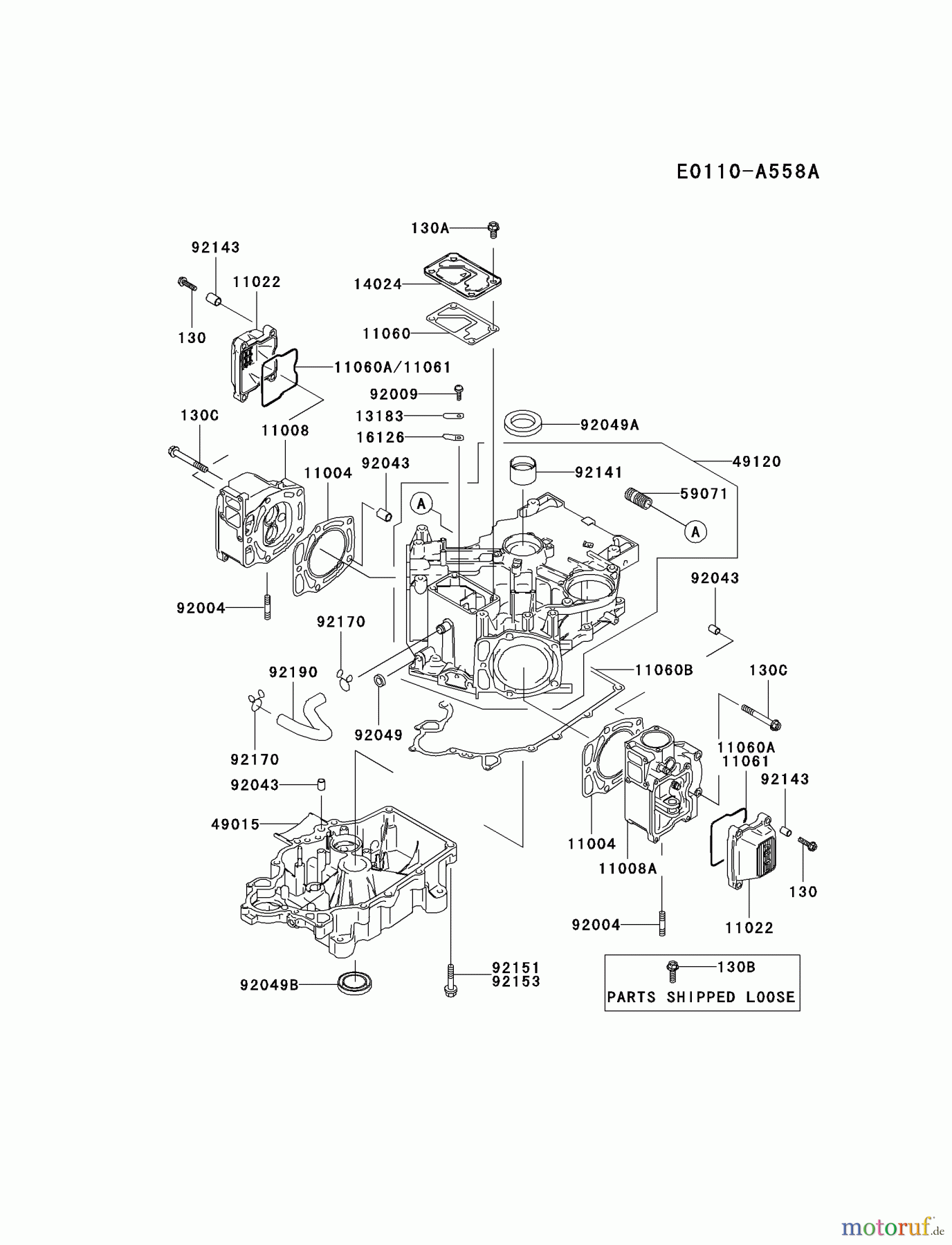 Kawasaki Motoren Motoren Vertikal FA210V - AS02 bis FH641V - DS24 FD611V-DS00 - Kawasaki FD611V 4-Stroke Engine CYLINDER/CRANKCASE