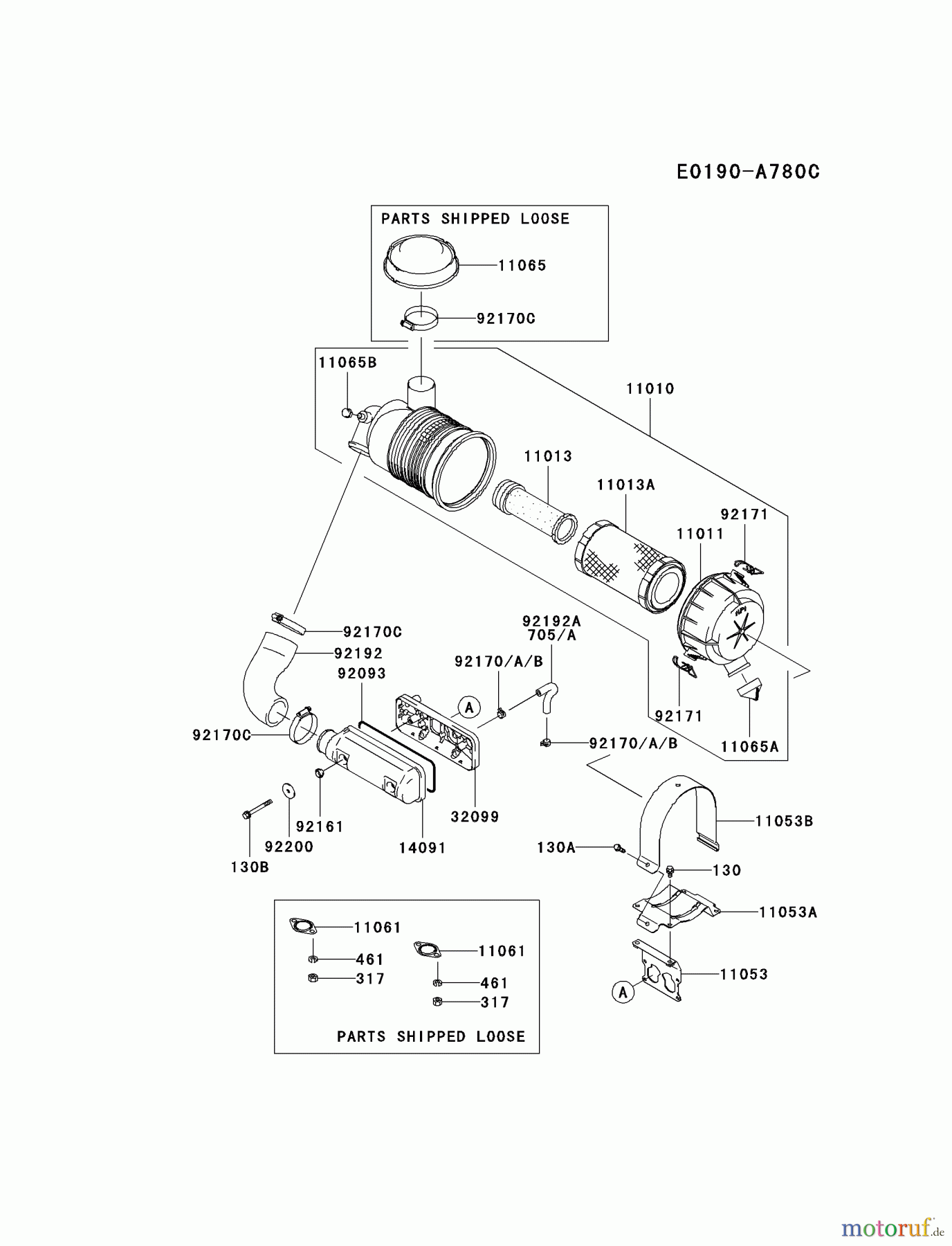 Kawasaki Motoren Motoren Vertikal FA210V - AS02 bis FH641V - DS24 FD731V-BS03 - Kawasaki FD731V 4-Stroke Engine AIR-FILTER/MUFFLER