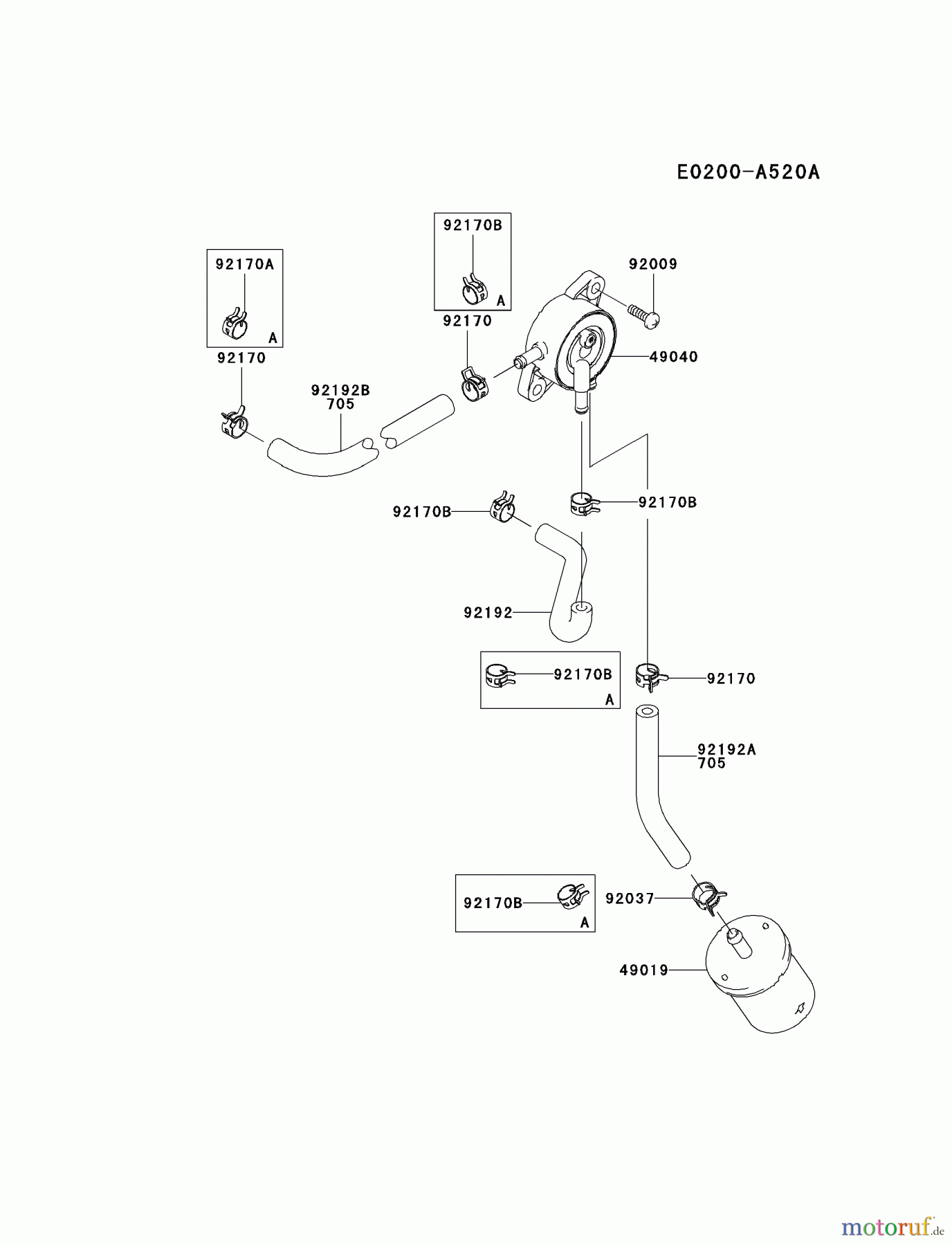 Kawasaki Motoren Motoren Vertikal FA210V - AS02 bis FH641V - DS24 FD731V-AS01 - Kawasaki FD731V 4-Stroke Engine FUEL-TANK/FUEL-VALVE