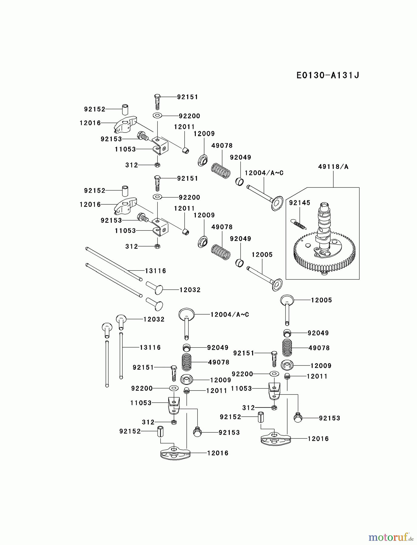 Kawasaki Motoren Motoren Vertikal FA210V - AS02 bis FH641V - DS24 FD731V-ES04 - Kawasaki FD731V 4-Stroke Engine VALVE/CAMSHAFT
