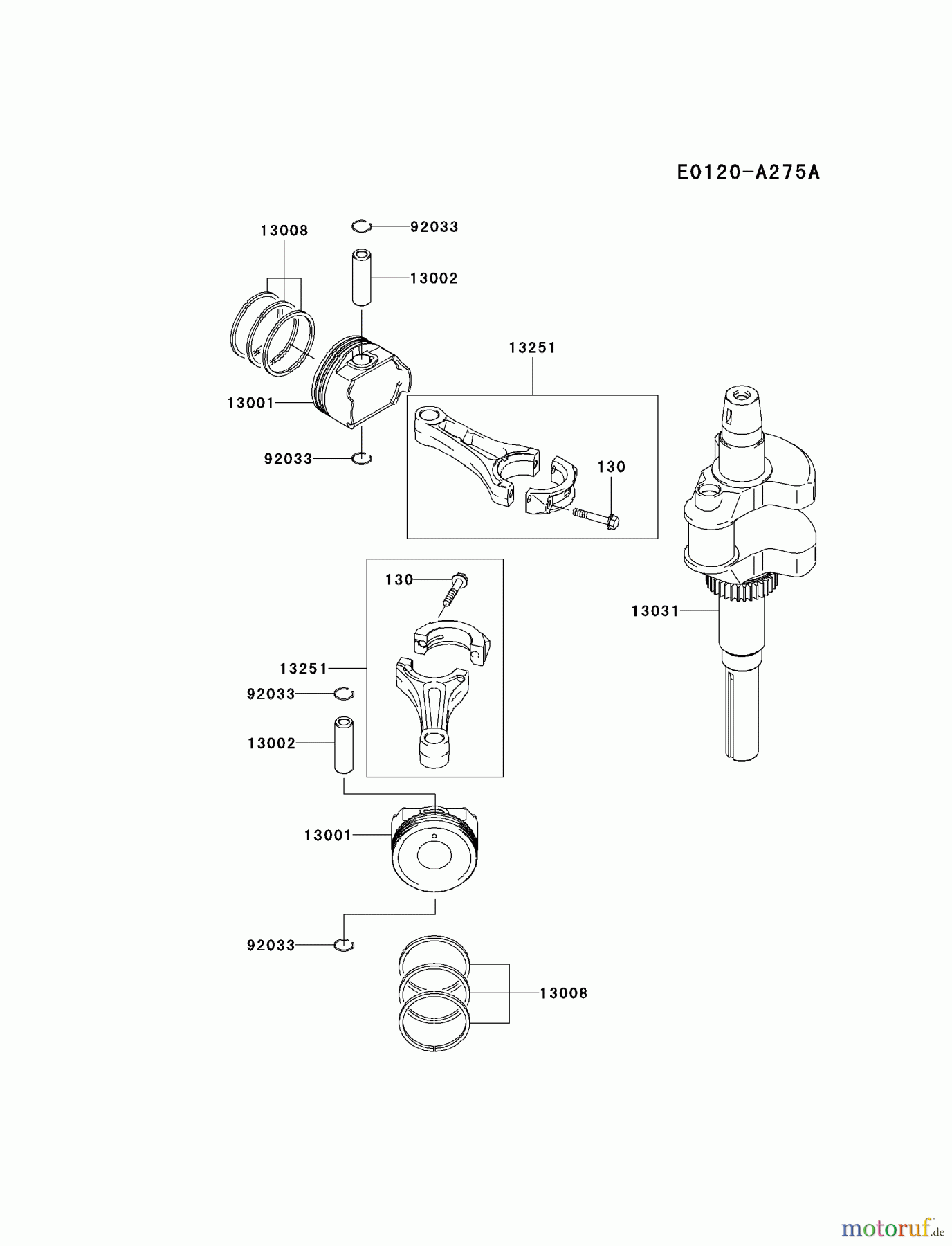 Kawasaki Motoren Motoren Vertikal FA210V - AS02 bis FH641V - DS24 FD731V-CS05 - Kawasaki FD731V 4-Stroke Engine PISTON/CRANKSHAFT