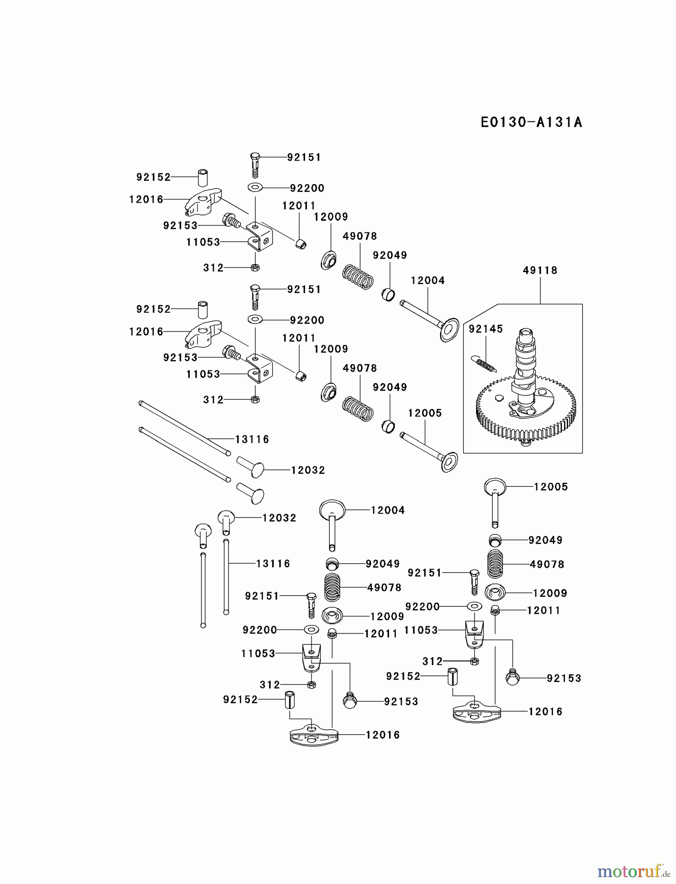 Kawasaki Motoren Motoren Vertikal FA210V - AS02 bis FH641V - DS24 FD731V-DS05 - Kawasaki FD731V 4-Stroke Engine VALVE/CAMSHAFT