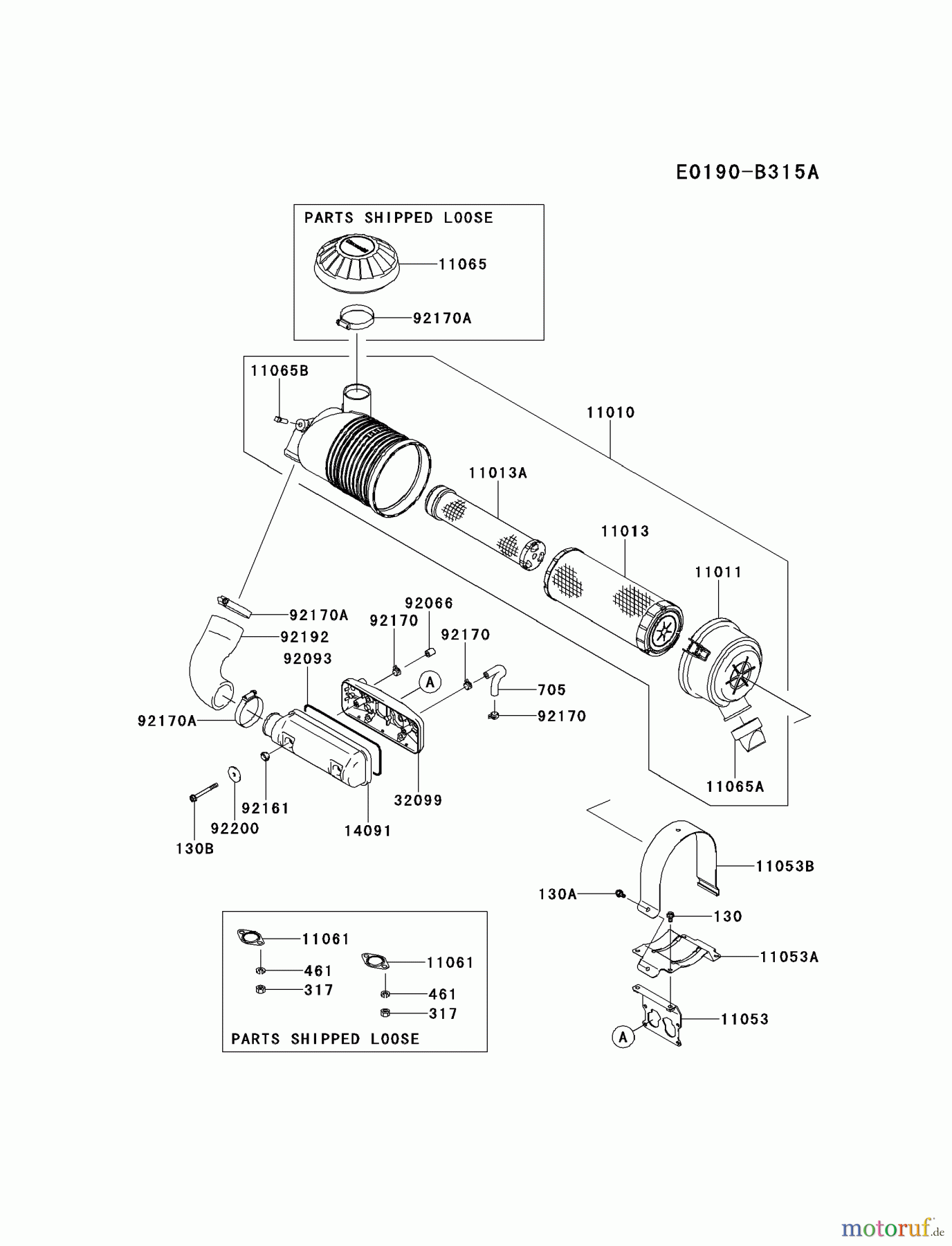 Kawasaki Motoren Motoren Vertikal FA210V - AS02 bis FH641V - DS24 FD731V-ES04 - Kawasaki FD731V 4-Stroke Engine AIR-FILTER/MUFFLER