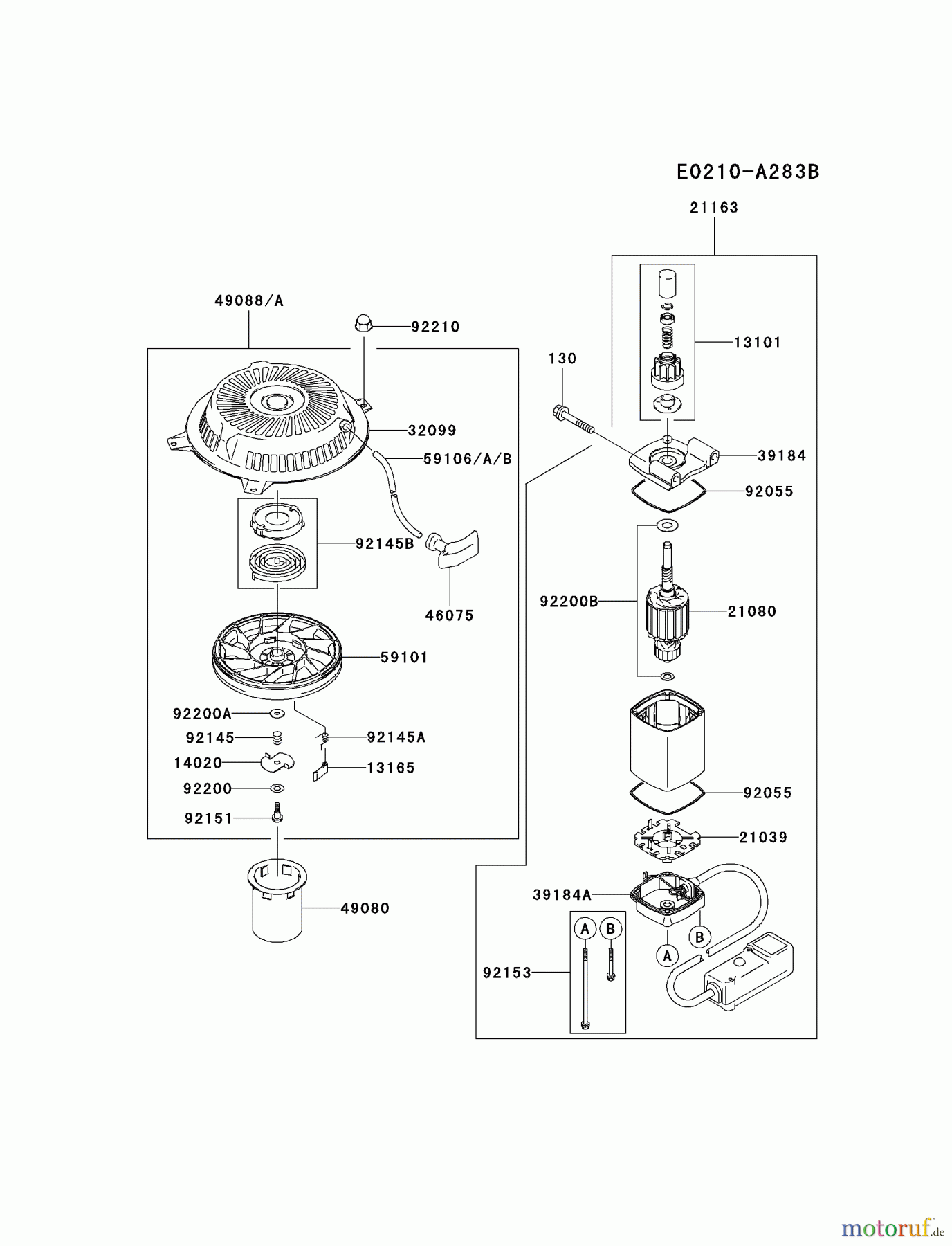  Kawasaki Motoren Motoren Vertikal FA210V - AS02 bis FH641V - DS24 FH381V-BS10 - Kawasaki FH381V 4-Stroke Engine STARTER