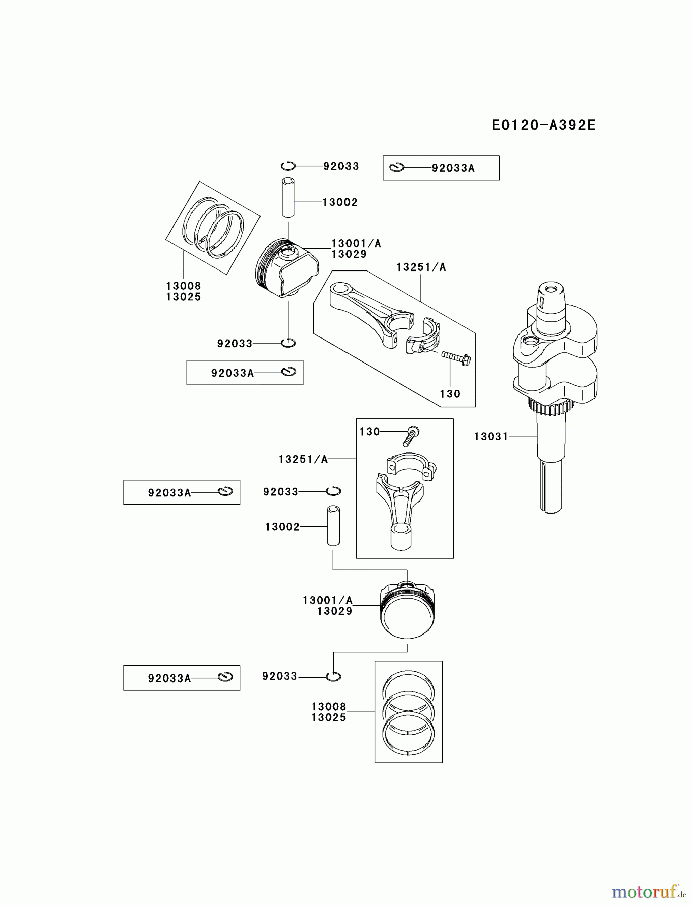 Kawasaki Motoren Motoren Vertikal FA210V - AS02 bis FH641V - DS24 FH381V-BS03 - Kawasaki FH381V 4-Stroke Engine PISTON/CRANKSHAFT