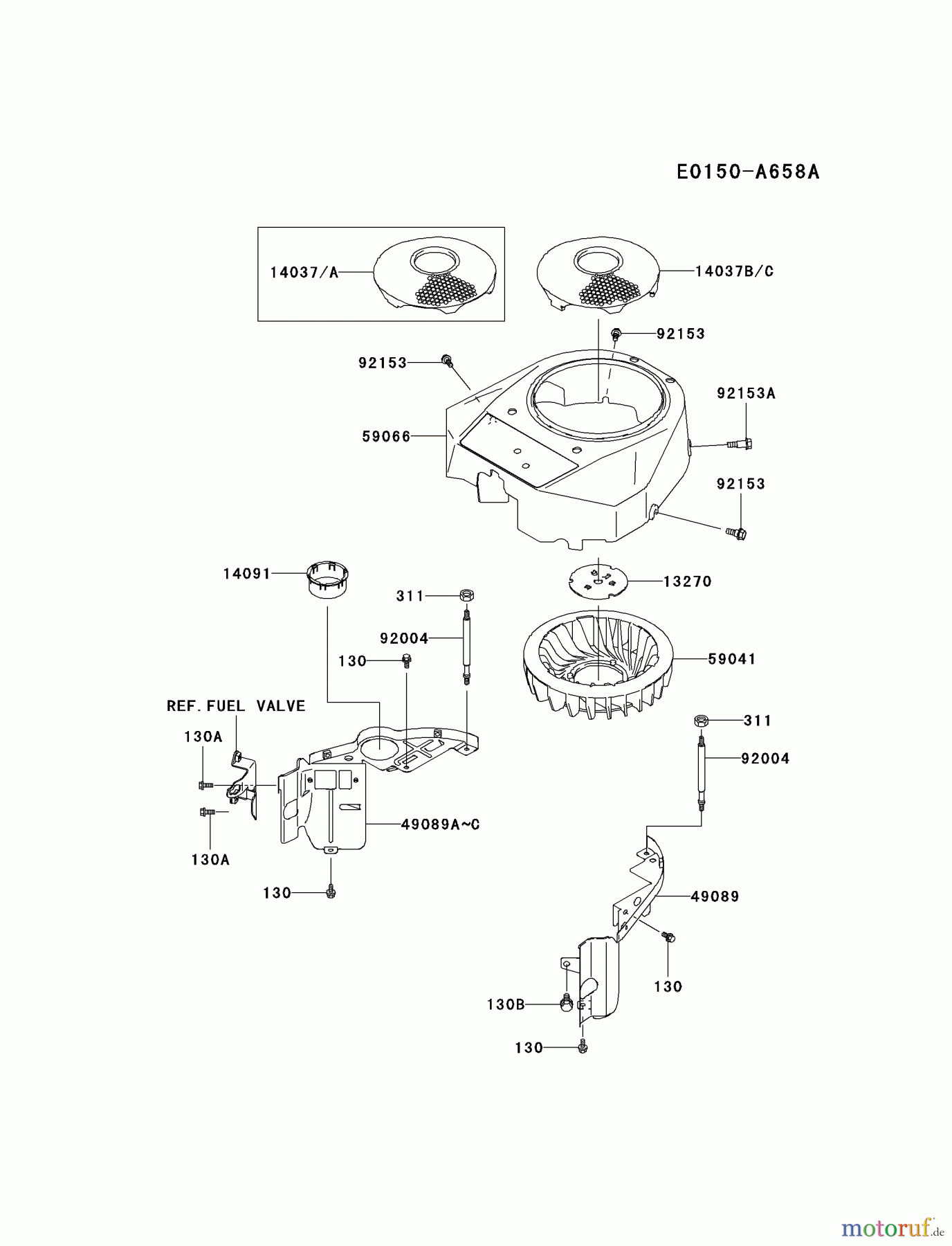Kawasaki Motoren Motoren Vertikal FA210V - AS02 bis FH641V - DS24 FH381V-DS07 - Kawasaki FH381V 4-Stroke Engine COOLING-EQUIPMENT