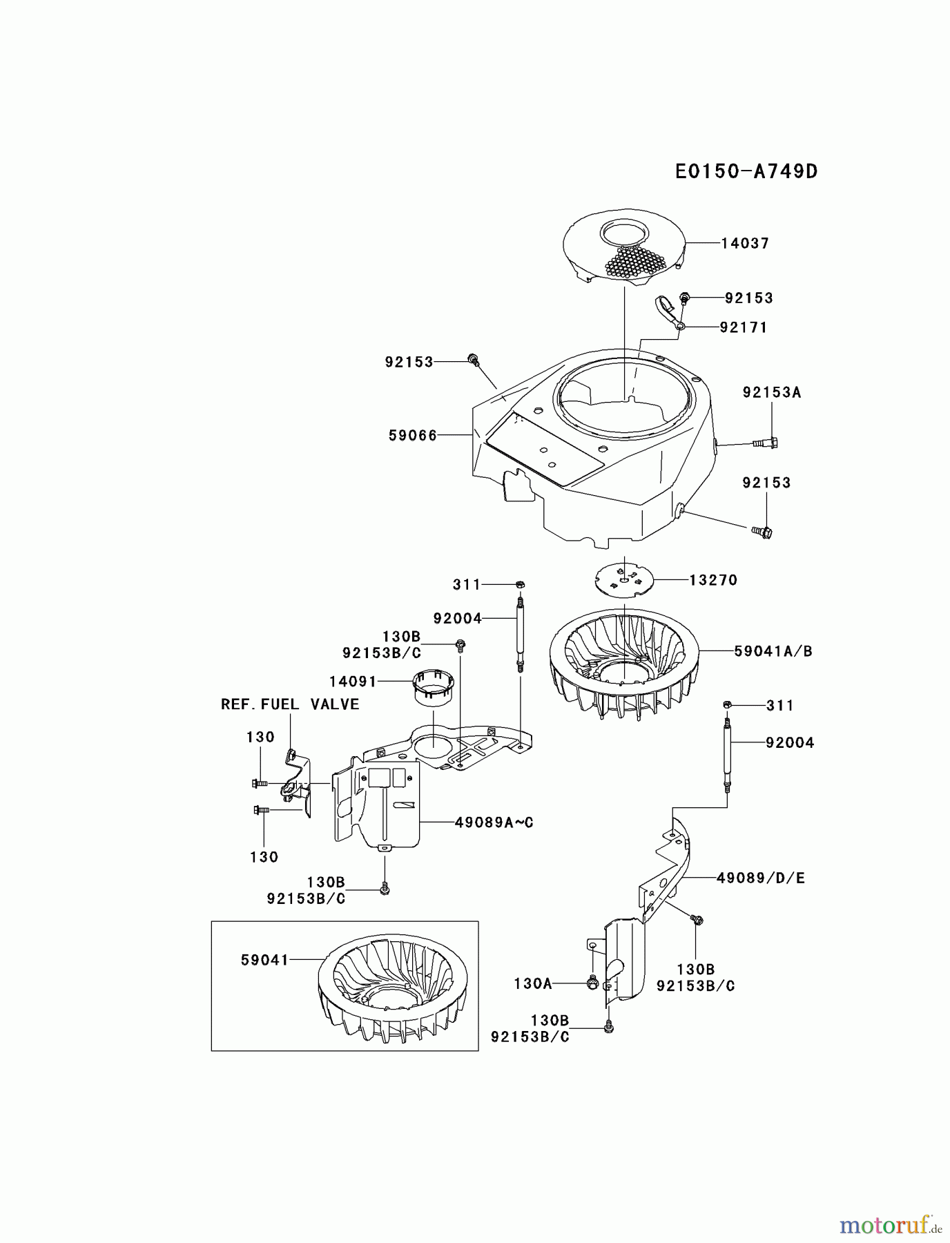 Kawasaki Motoren Motoren Vertikal FA210V - AS02 bis FH641V - DS24 FH381V-ES04 - Kawasaki FH381V 4-Stroke Engine COOLING-EQUIPMENT